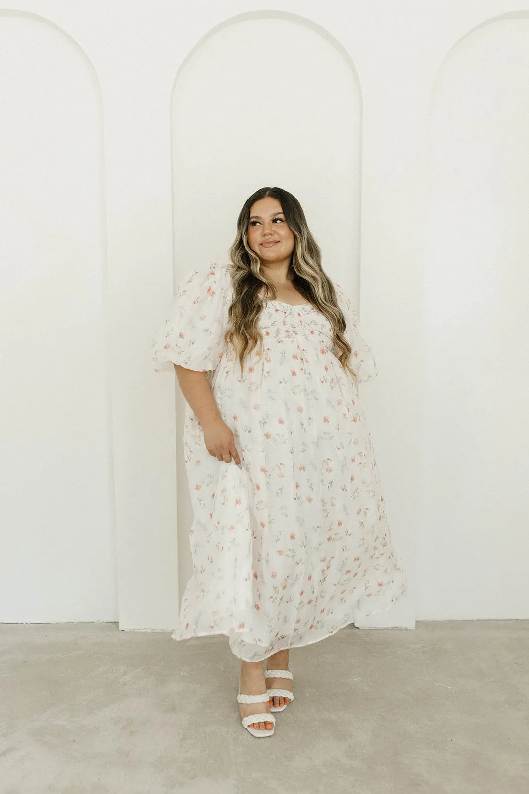Harlow Maxi Dress in Tiny Pink Floral - Bump Friendly & Inclusive Sizing (S-3XL)