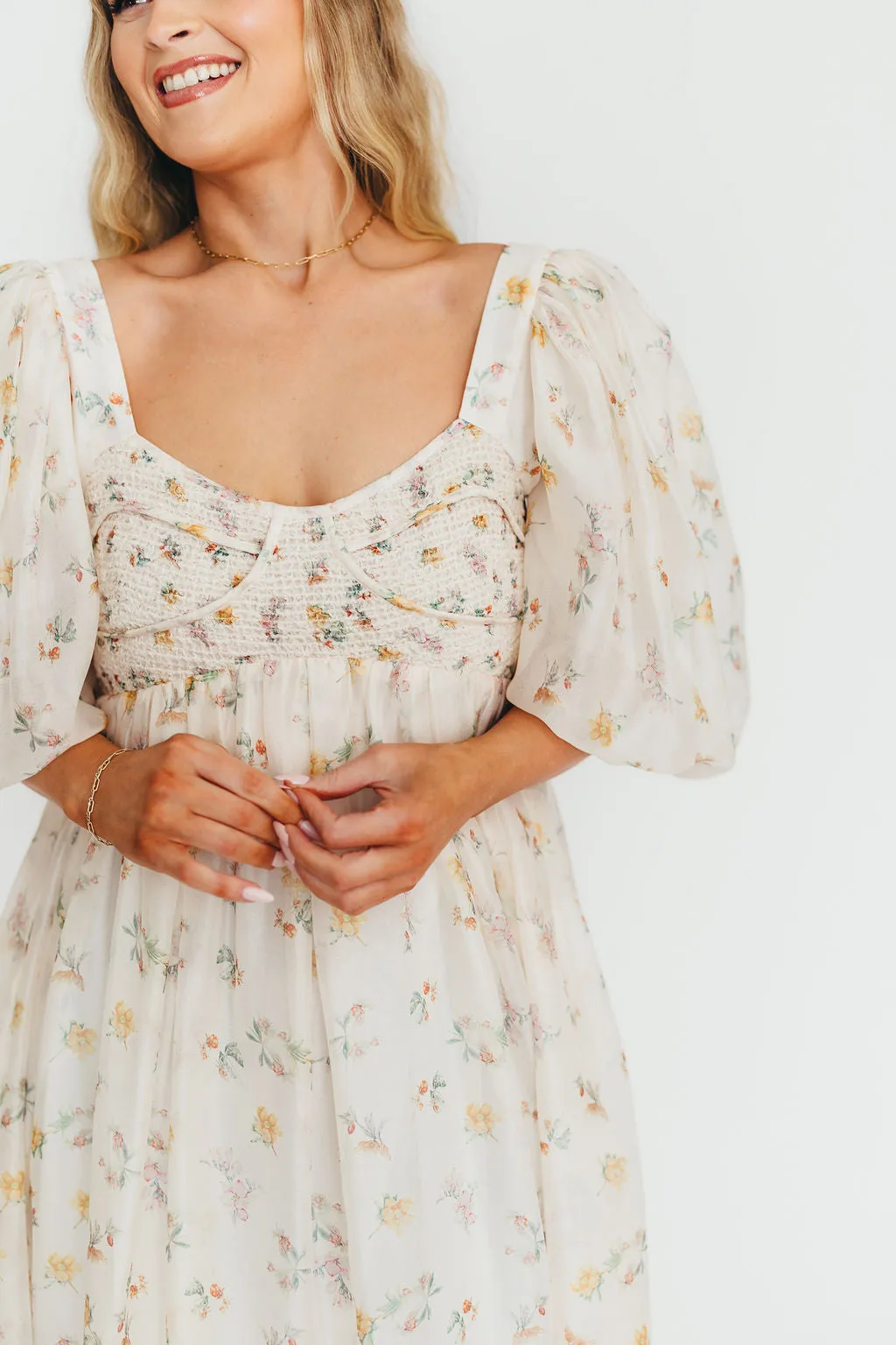 Harlow Maxi Dress in Tiny Yellow Floral - Bump Friendly & Inclusive Sizing (S-3XL)