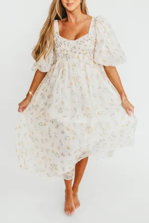 Harlow Maxi Dress in Tiny Yellow Floral - Bump Friendly & Inclusive Sizing (S-3XL)