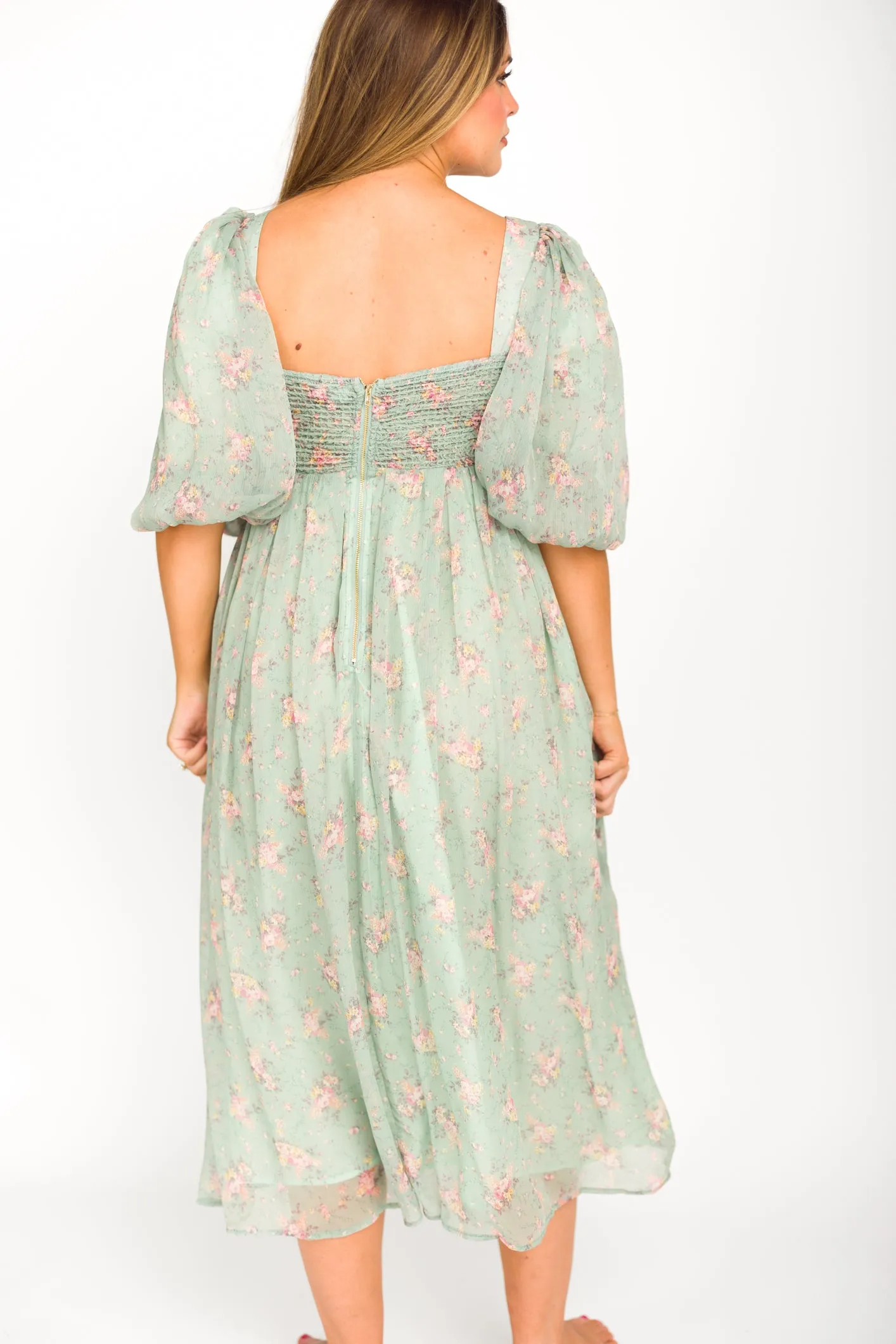 Harlow Maxi Dress in Turquoise Floral - Bump Friendly & Inclusive Sizing (S-3XL)