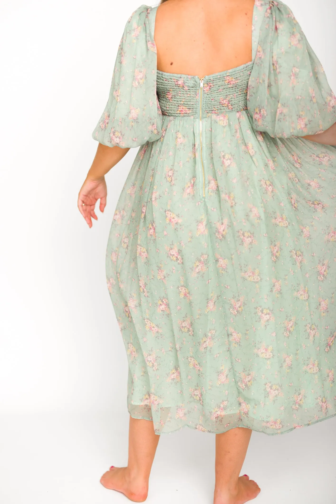 Harlow Maxi Dress in Turquoise Floral - Bump Friendly & Inclusive Sizing (S-3XL)