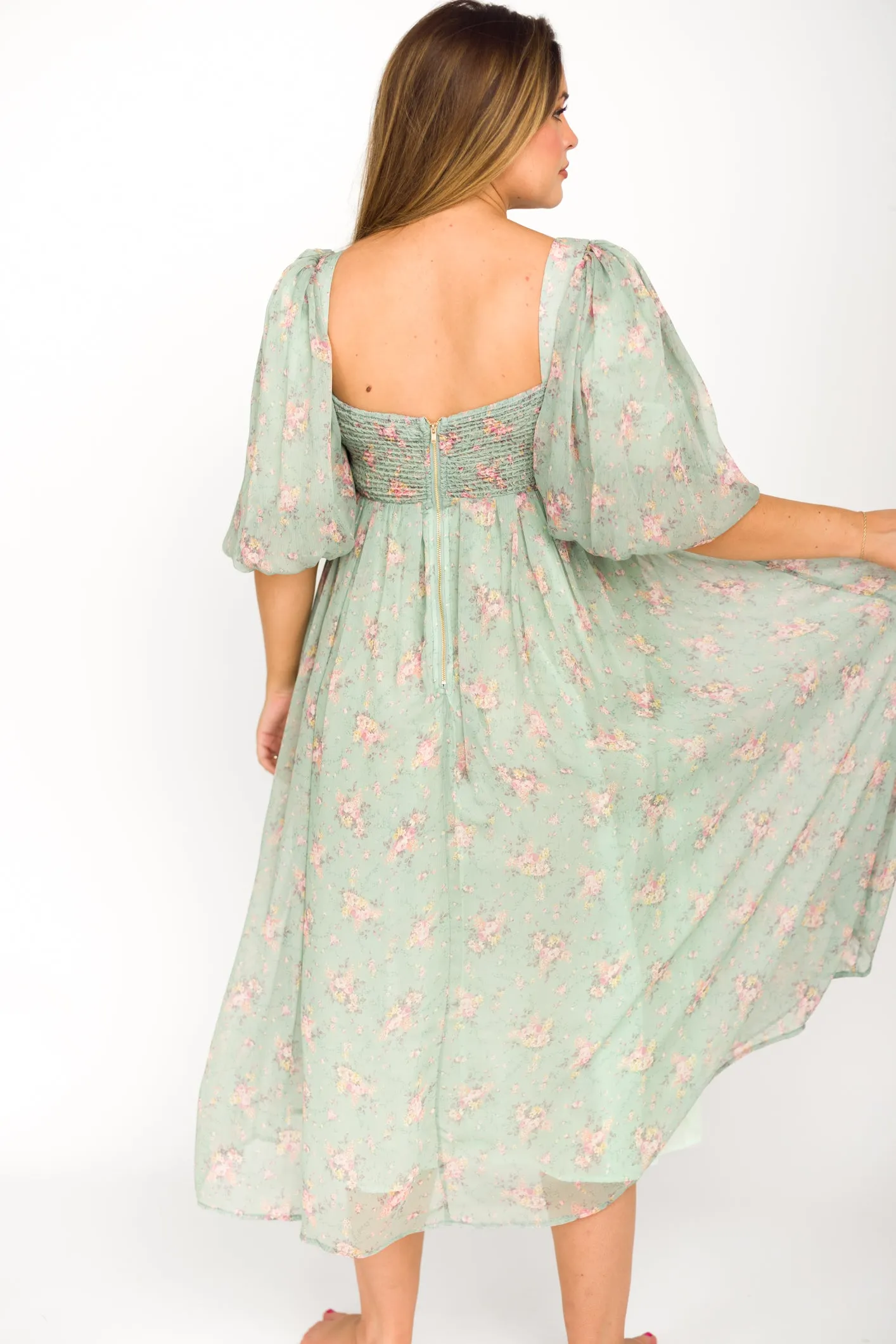 Harlow Maxi Dress in Turquoise Floral - Bump Friendly & Inclusive Sizing (S-3XL)