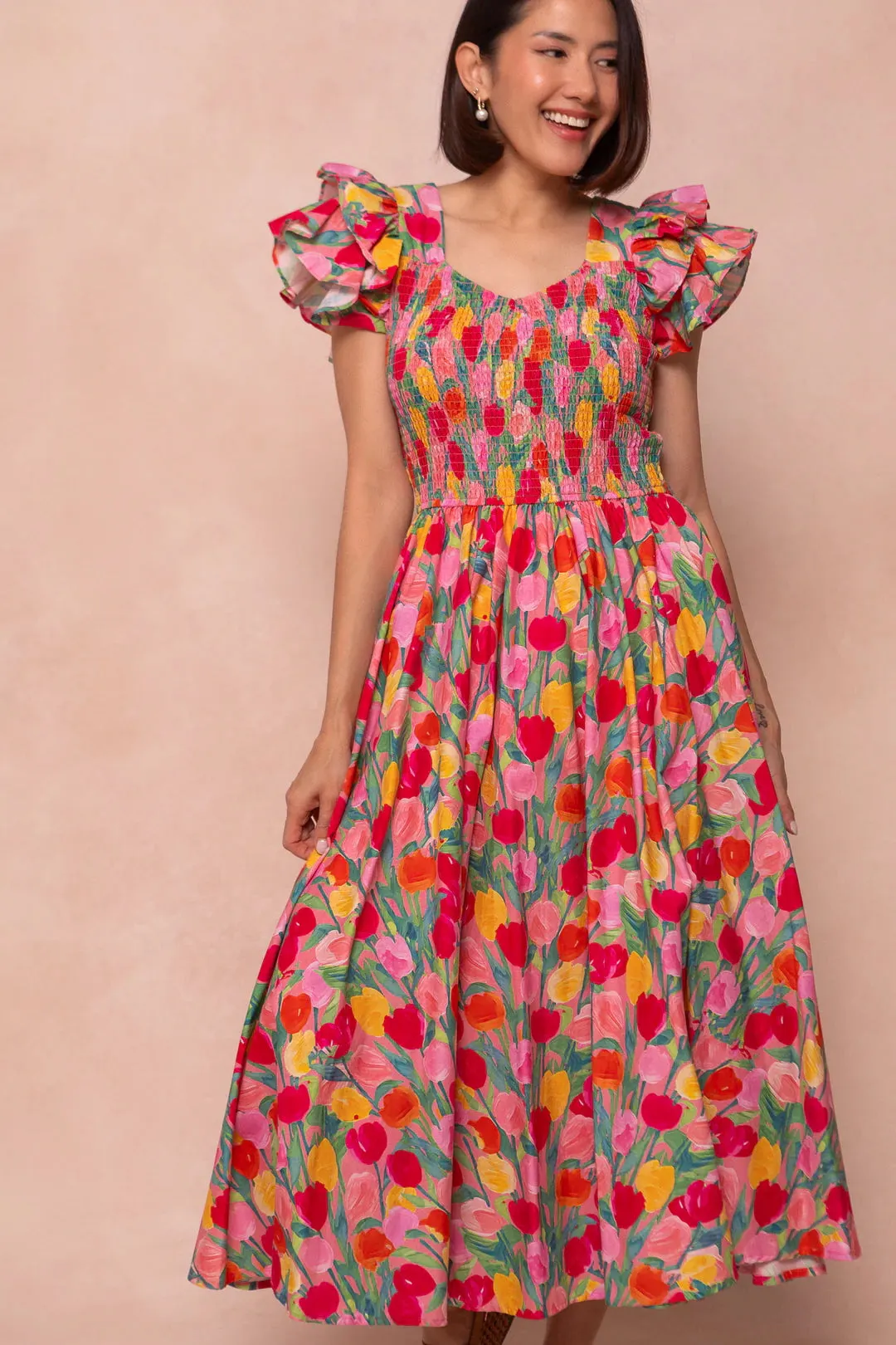 Hattie Dress in Tulips
