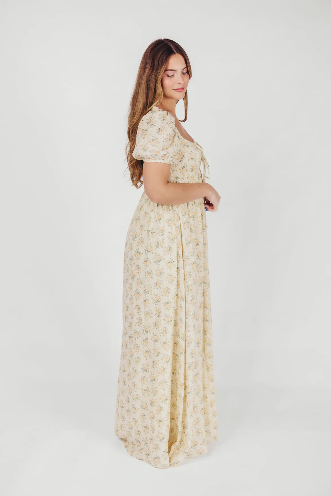 Haven 100% Cotton Tie-Front Maxi Dress in Orange/Green Floral -Bump Friendly- PRE-ORDER
