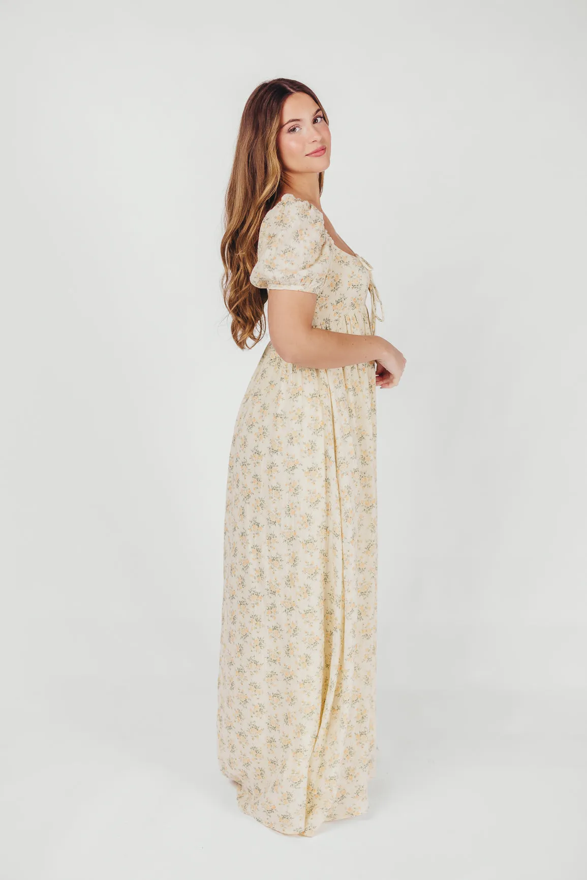 Haven 100% Cotton Tie-Front Maxi Dress in Orange/Green Floral -Bump Friendly- PRE-ORDER