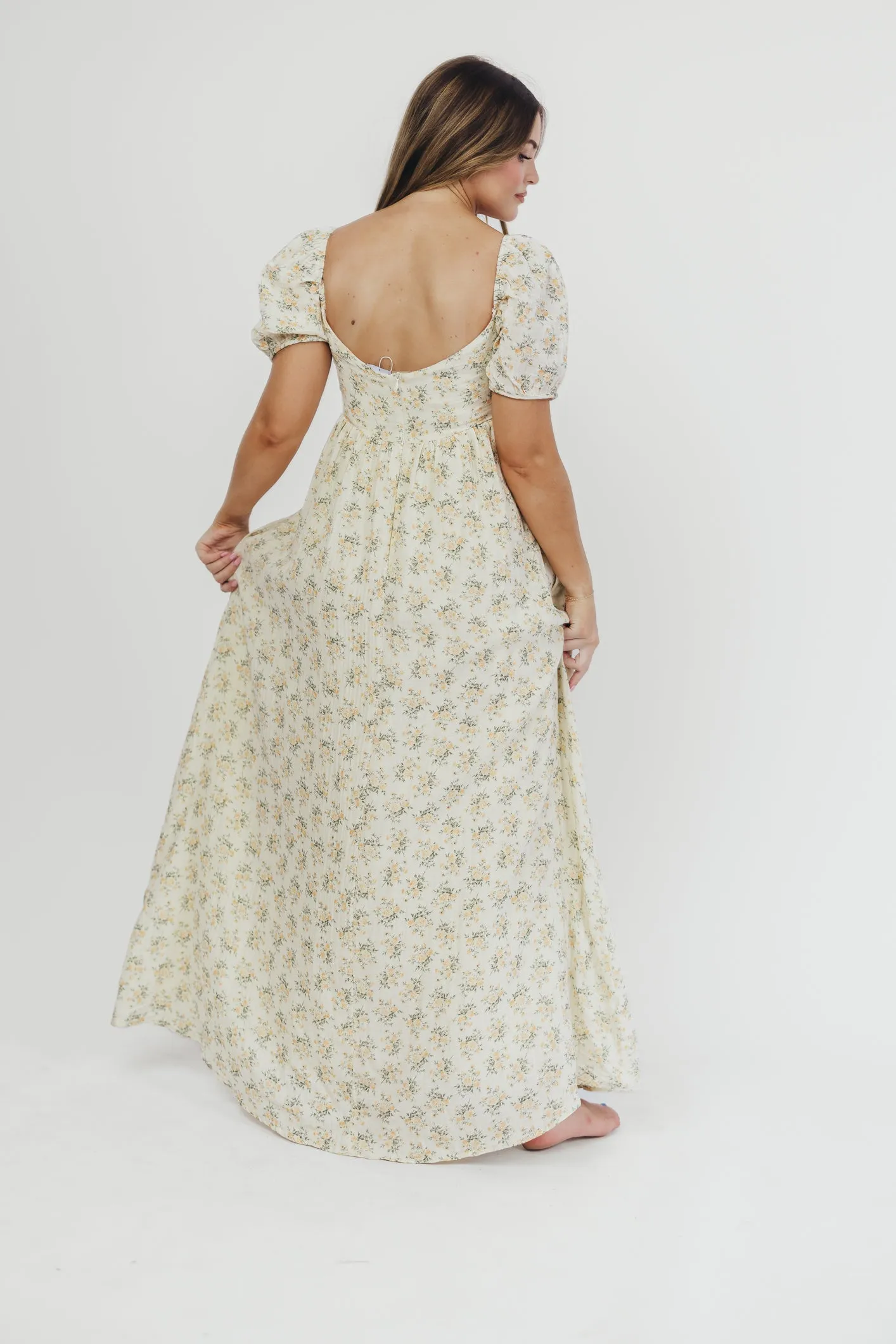 Haven 100% Cotton Tie-Front Maxi Dress in Orange/Green Floral -Bump Friendly- PRE-ORDER