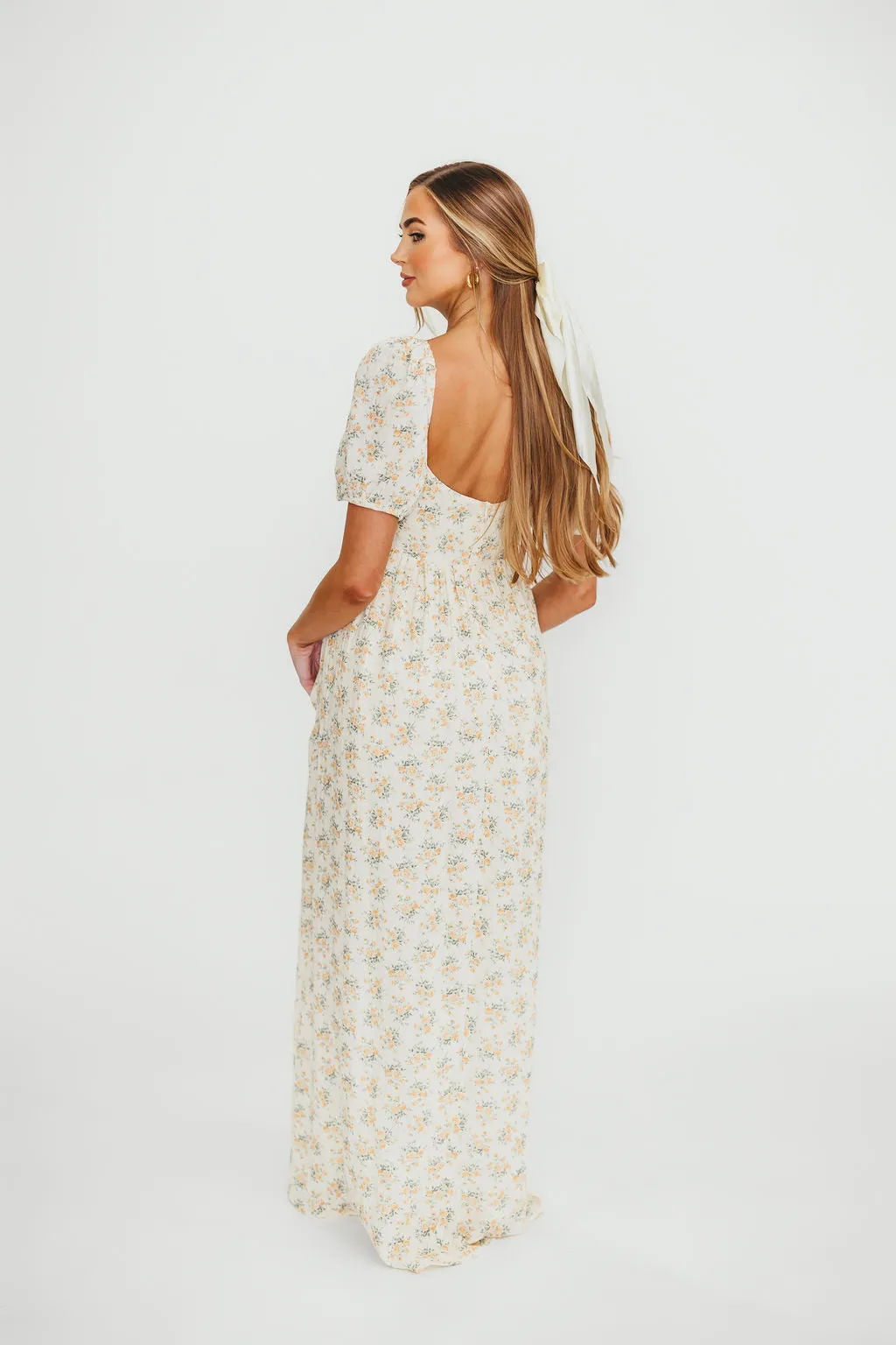 Haven 100% Cotton Tie-Front Maxi Dress in Orange/Green Floral -Bump Friendly- PRE-ORDER