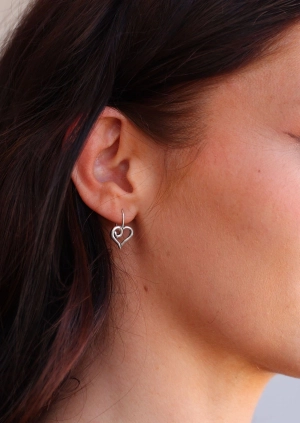 Hearts Silver Hook Earrings