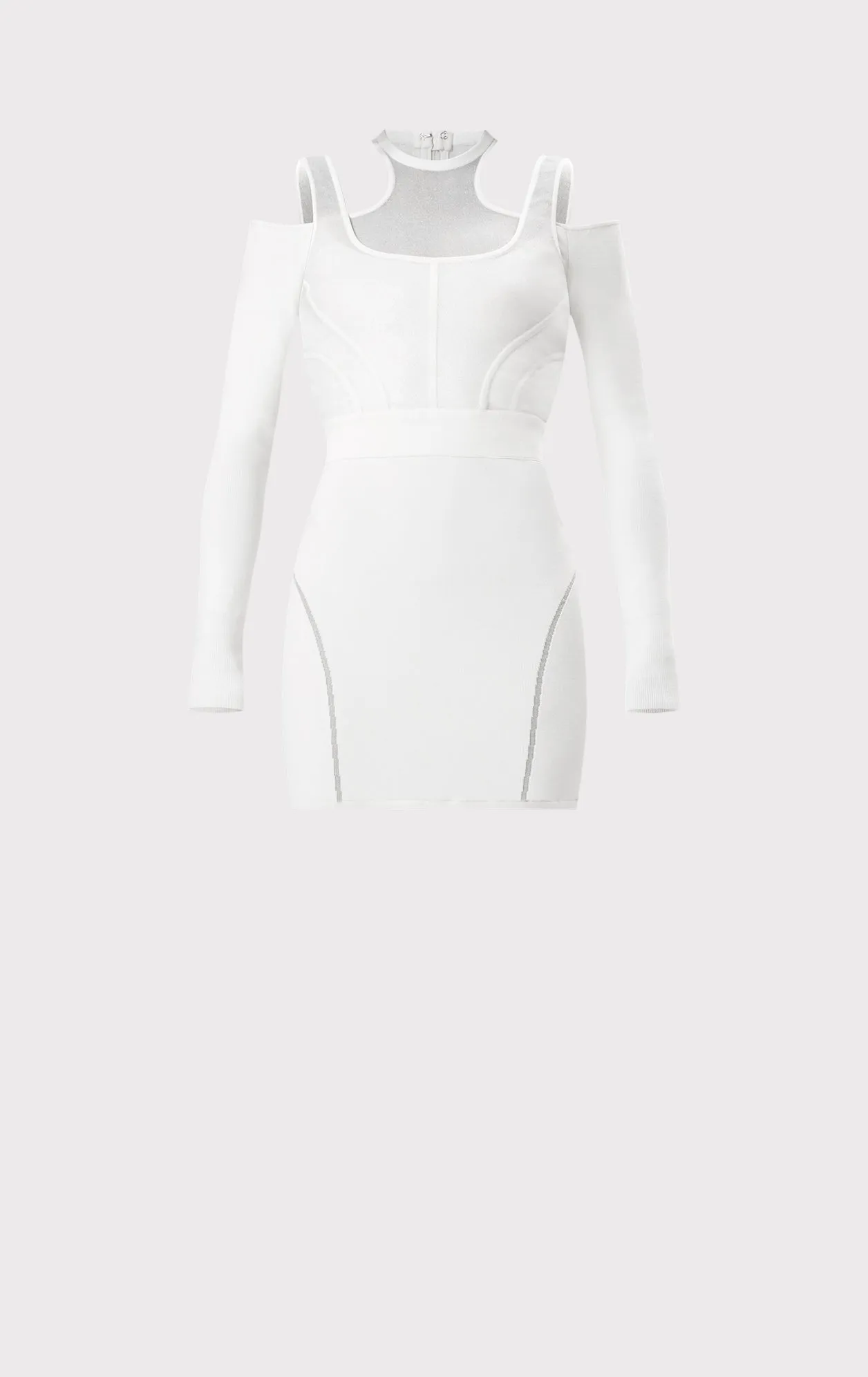 HERVÉ LÉGER X LAW ROACH LAYERED SHEER INTARSIA MINI DRESS