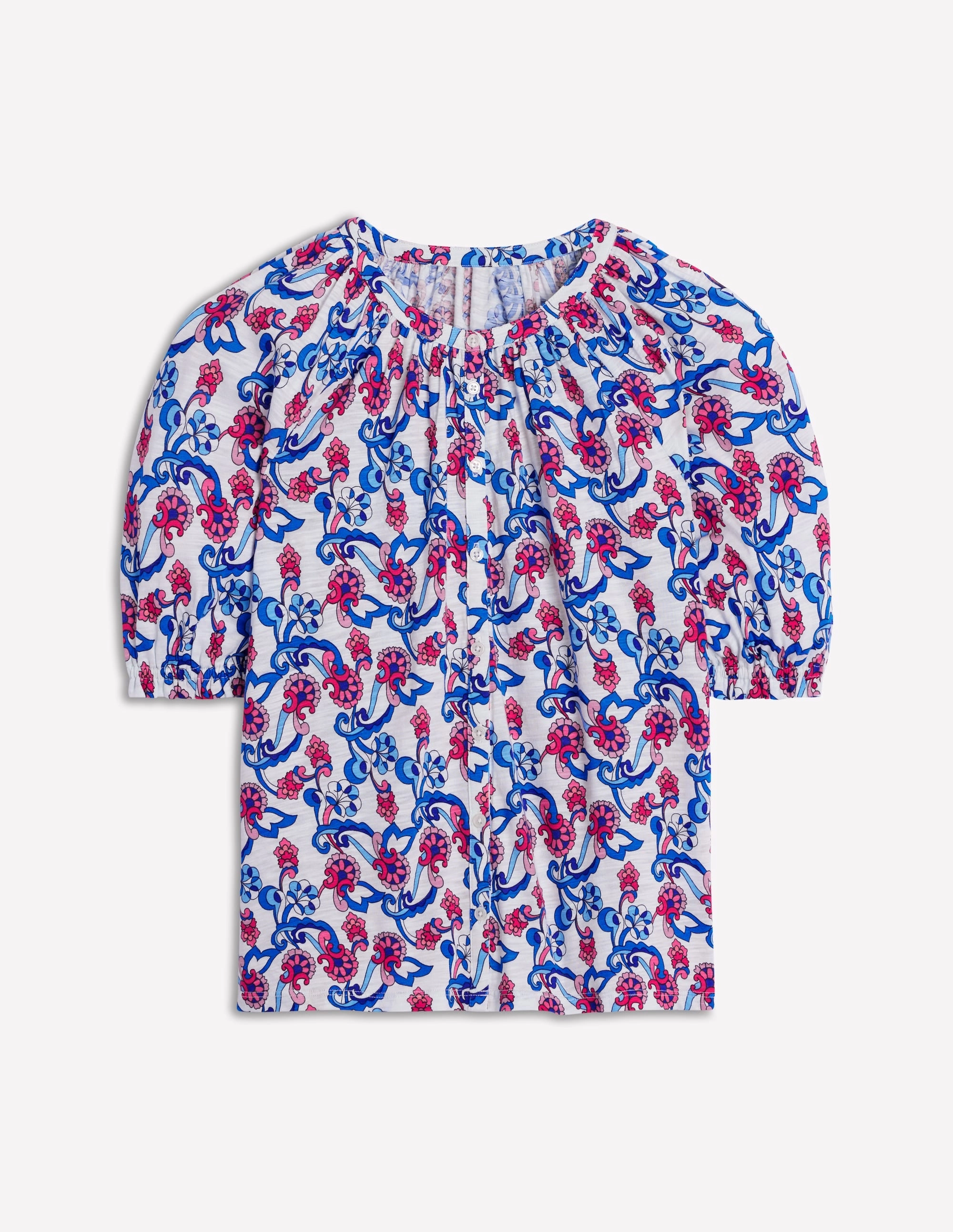 Isla Jersey Shirt-Ivory. Floral