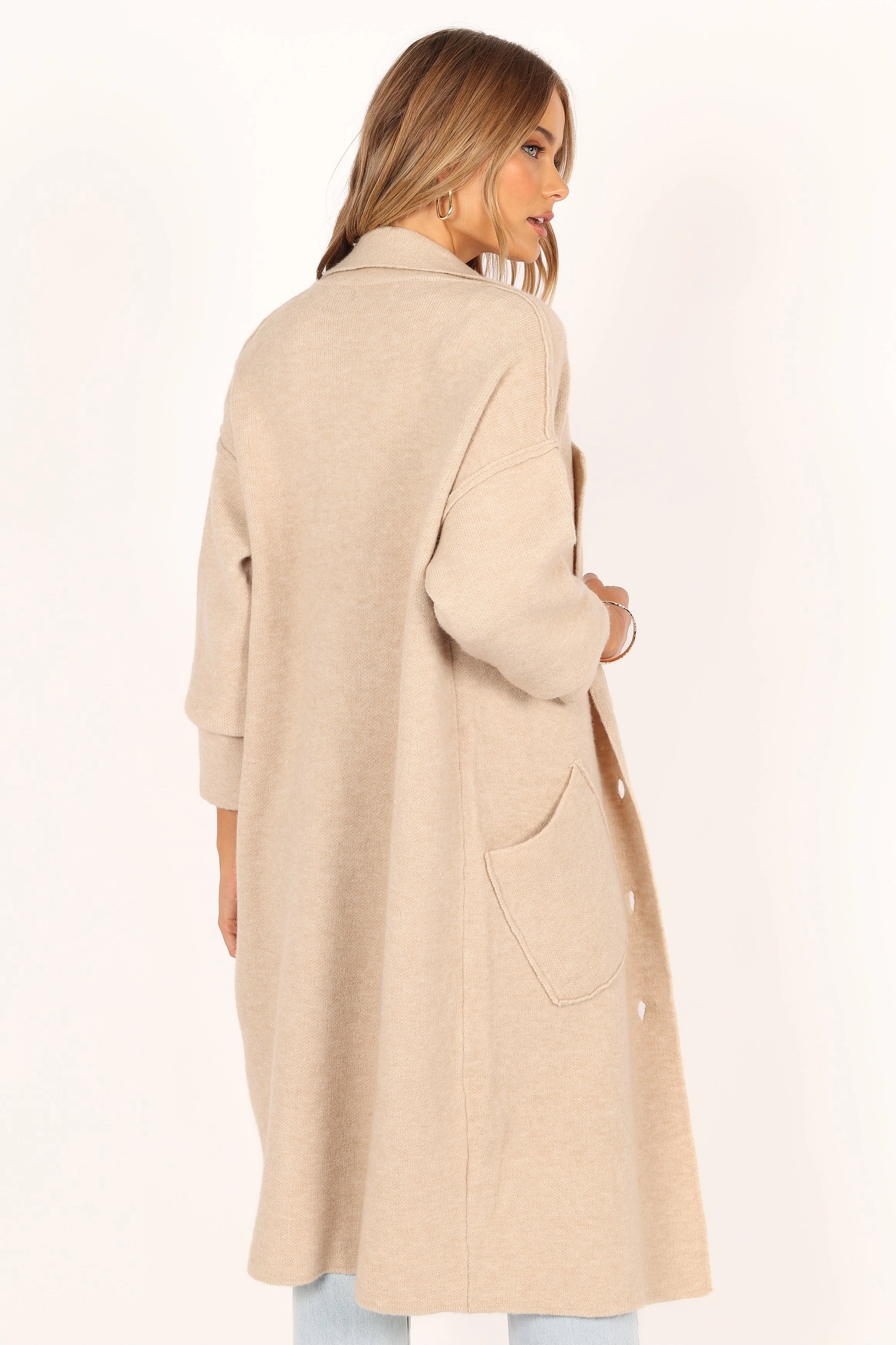 Ivy Button Front Coatigan - Oatmeal