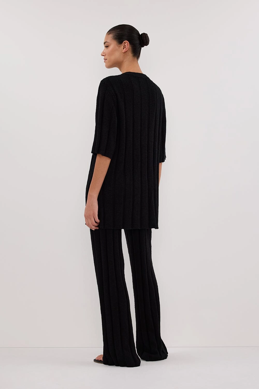 JAZZ BLACK WIDE LEG KNIT PANT