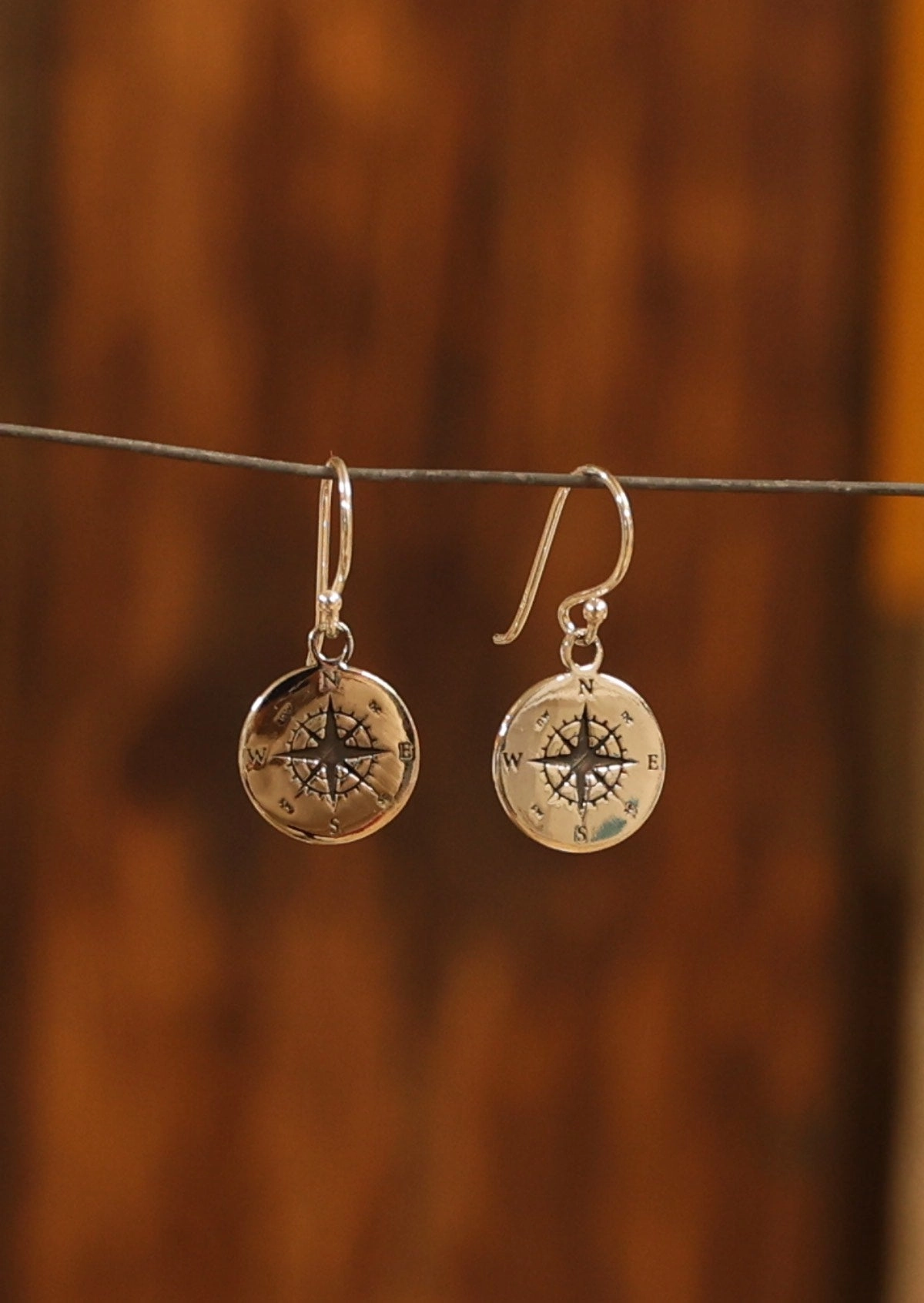 Karma Compass Silver Earrings