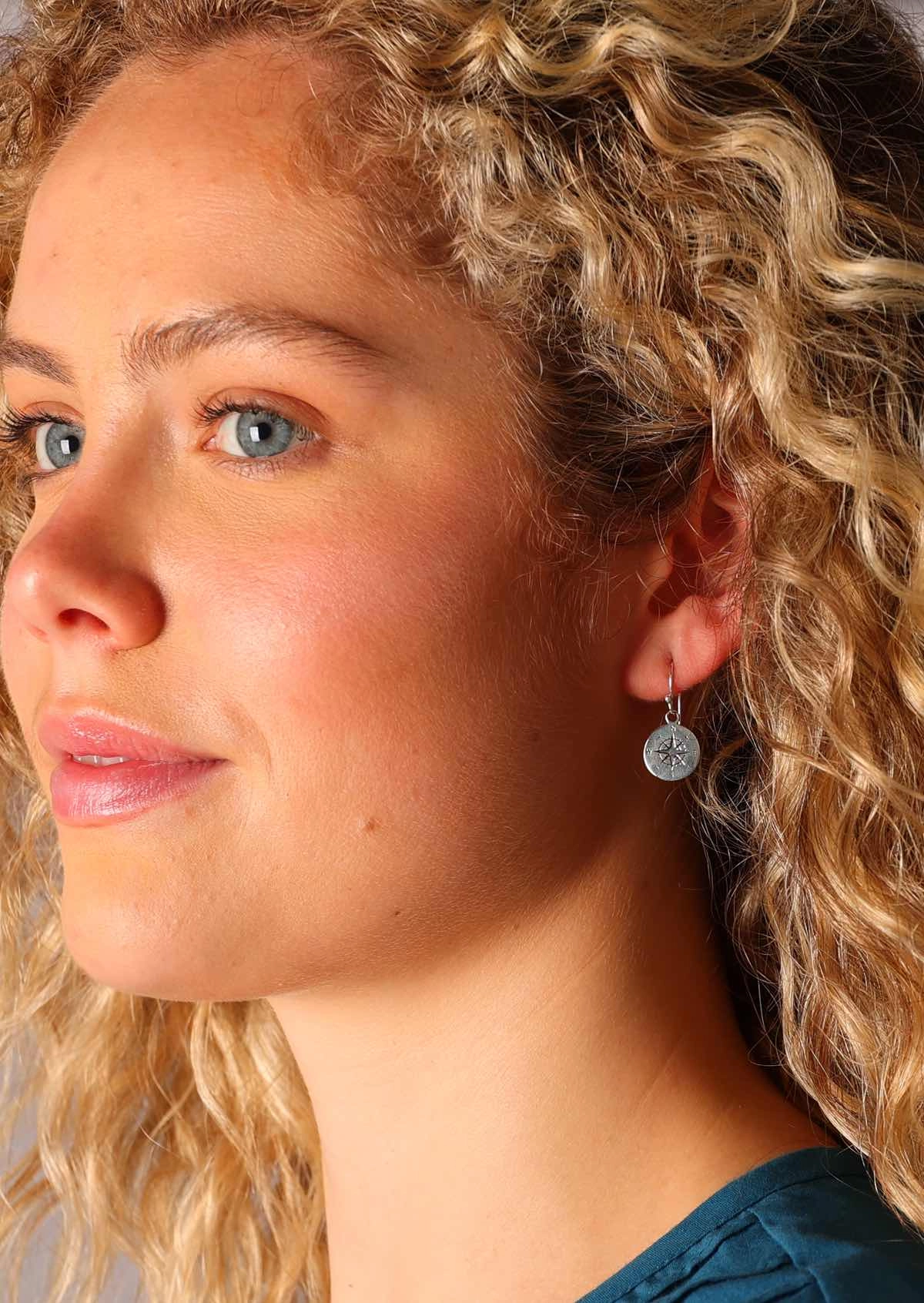 Karma Compass Silver Earrings