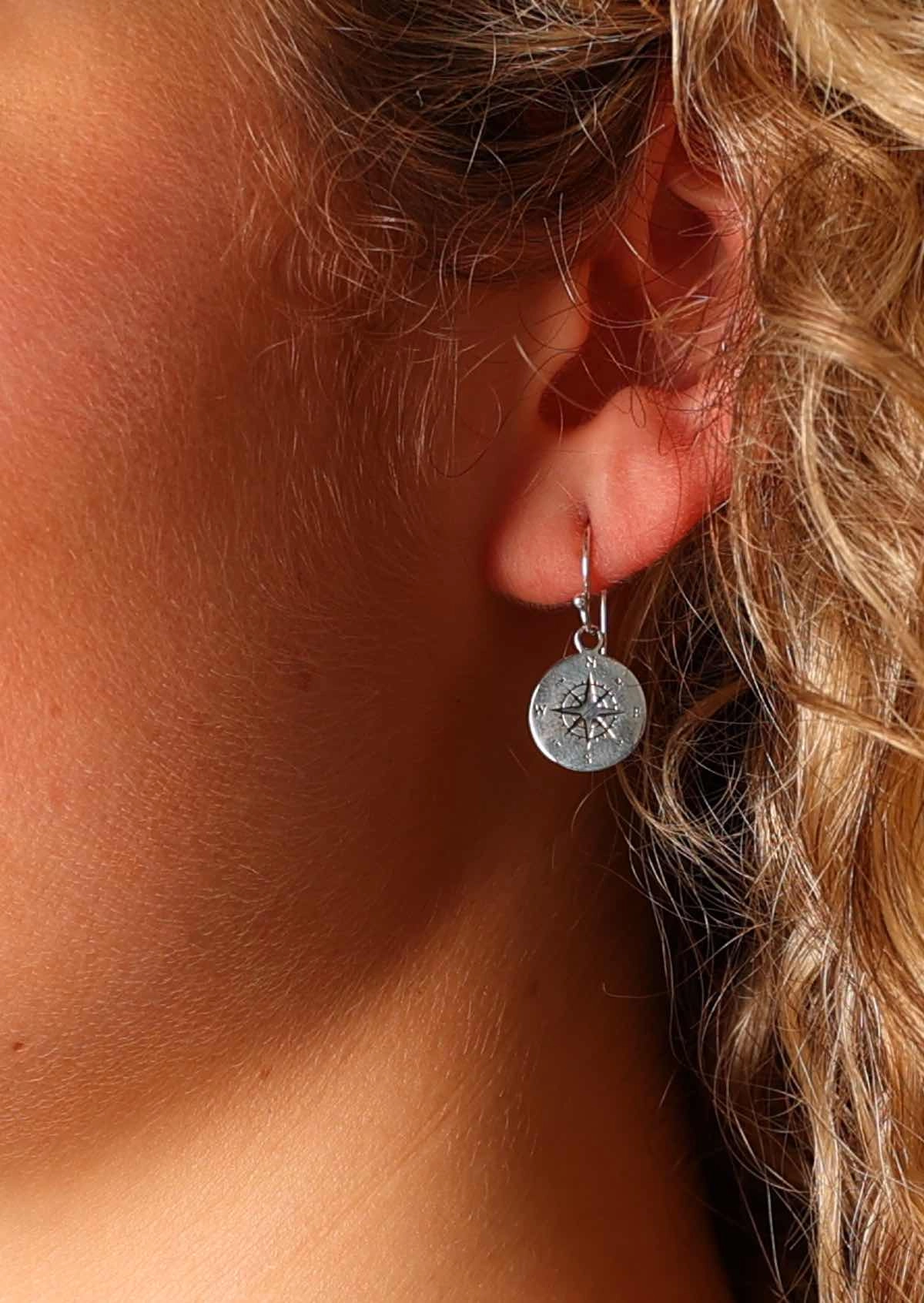 Karma Compass Silver Earrings