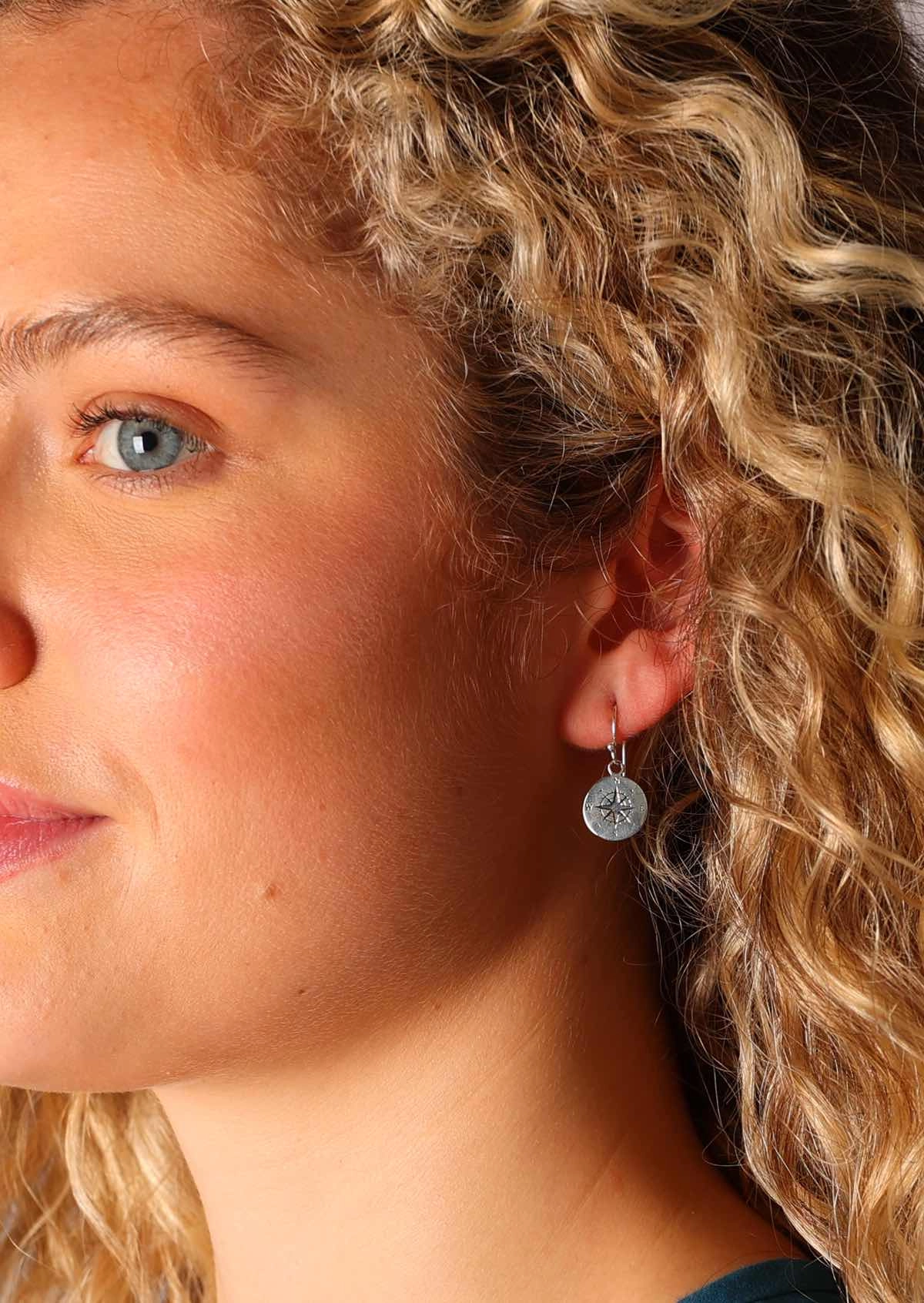 Karma Compass Silver Earrings