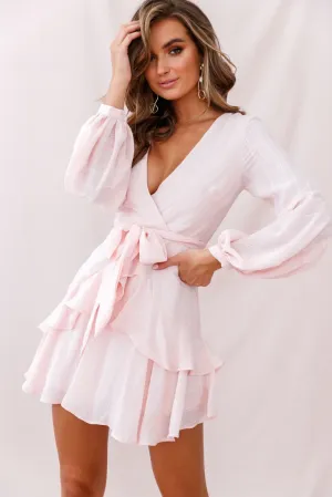 Kerry Layered Balloon Sleeve Dress Baby Pink