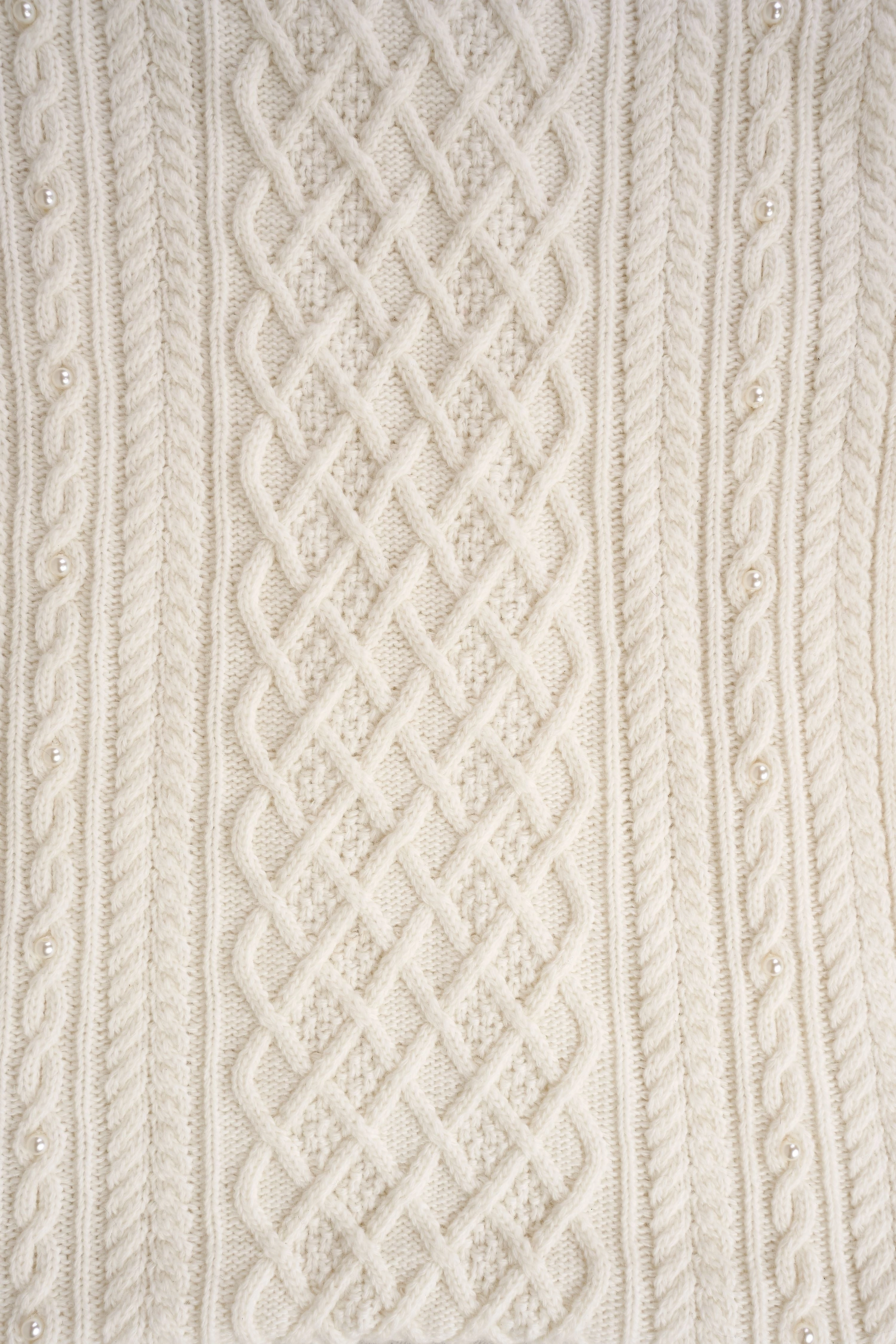 Knitted Pearl Scarf - Cream