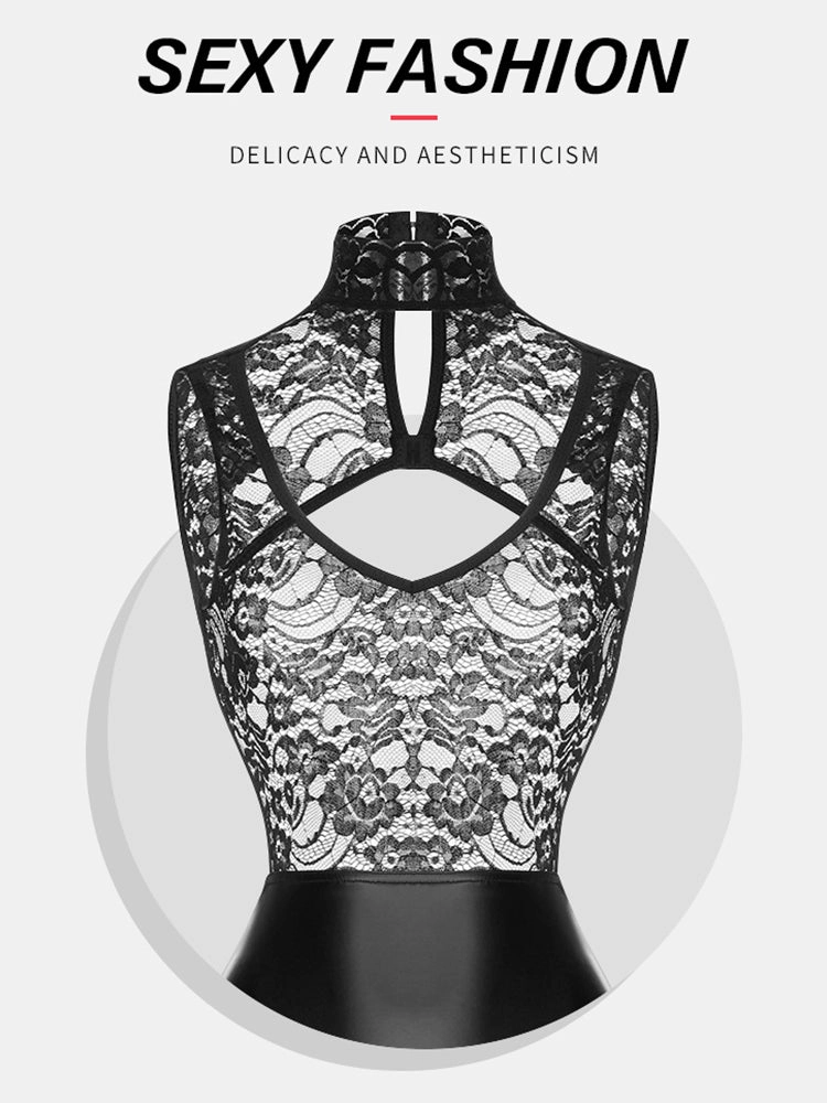 Lace Backless Pack Hip Control PU Leather Body Shaper Dresses