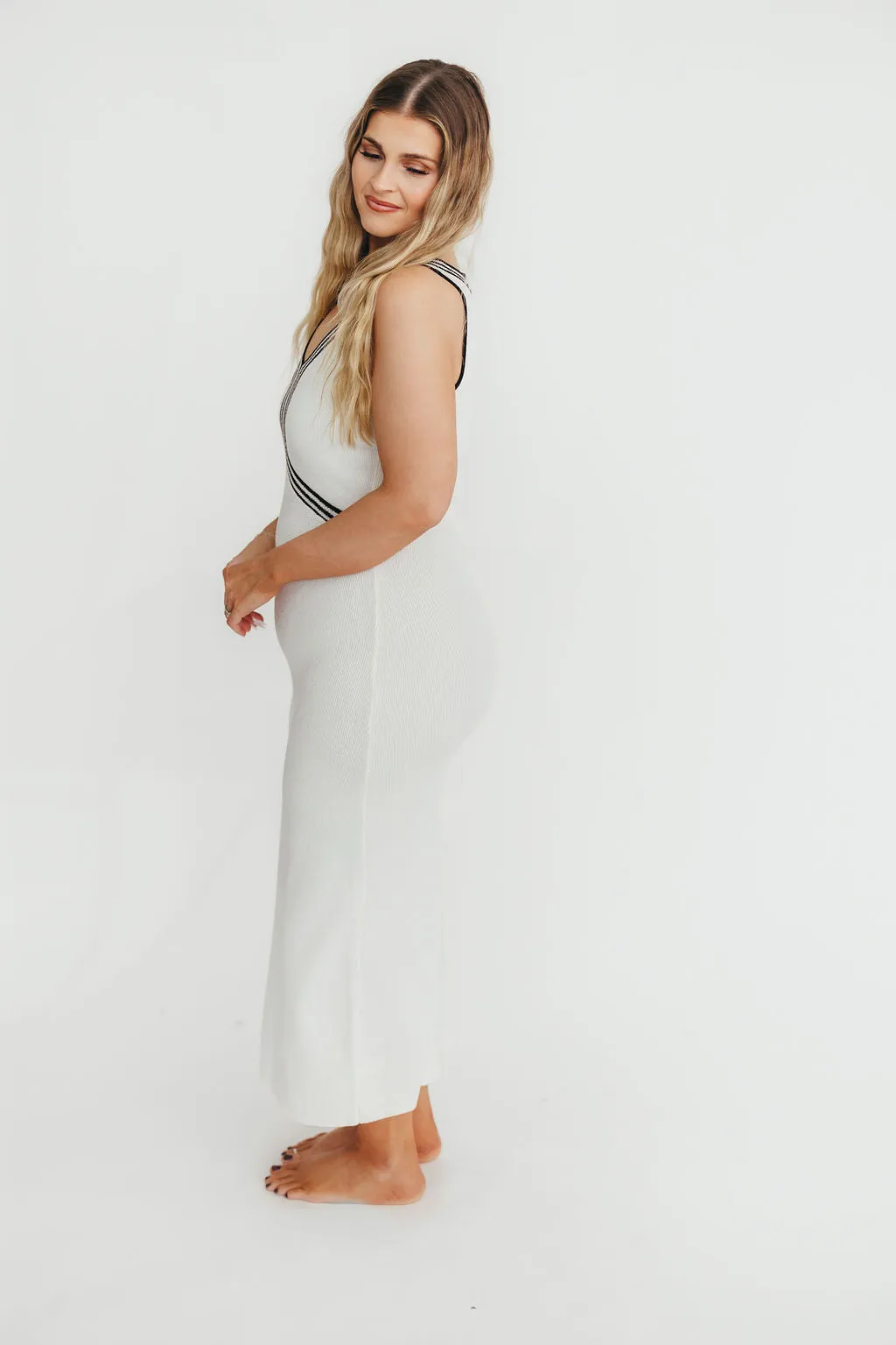 Leah Knit Dress in Cream/Black