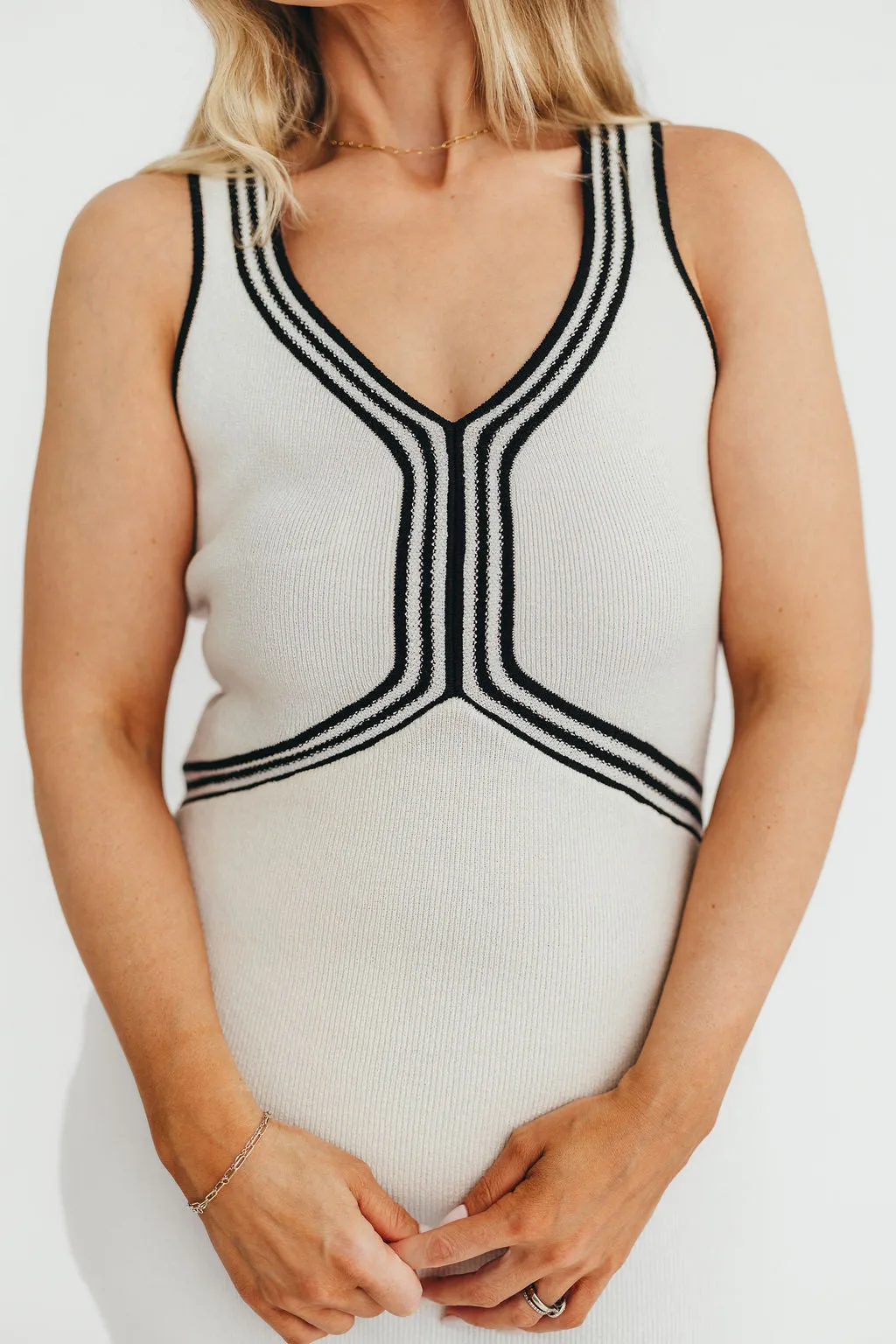 Leah Knit Dress in Cream/Black