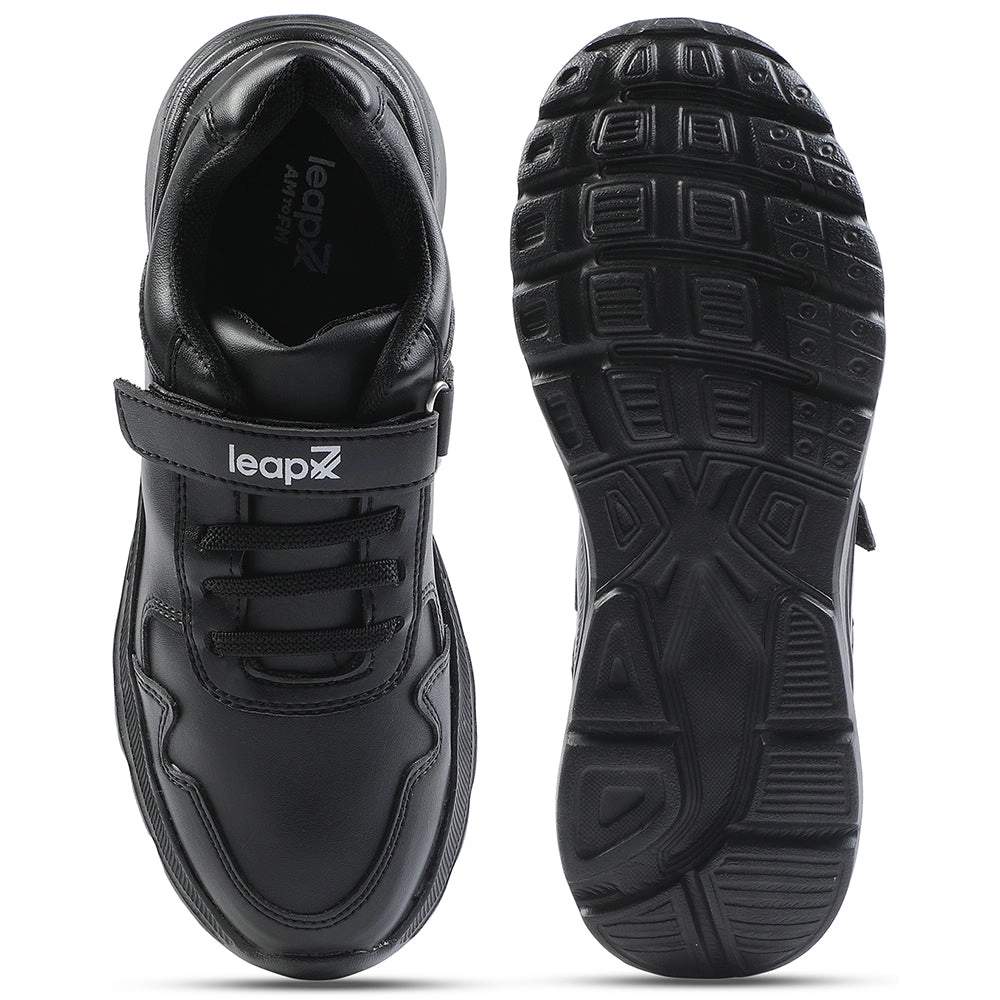 Leap7x Black Velcro Uniform School Shoes For Kids SCHLPRO-3 By Liberty