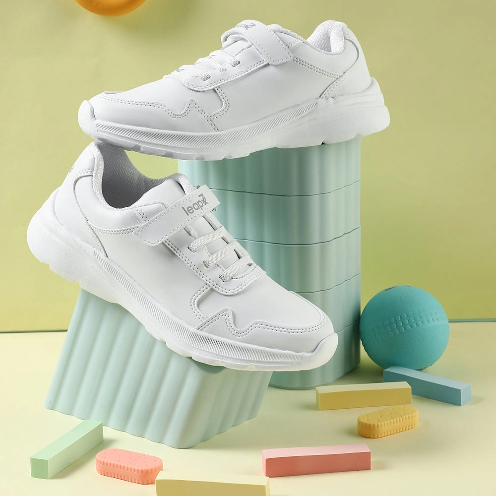 Leap7x White Velcro Uniform School Shoes For Kids SCHLPRO-3 By Liberty