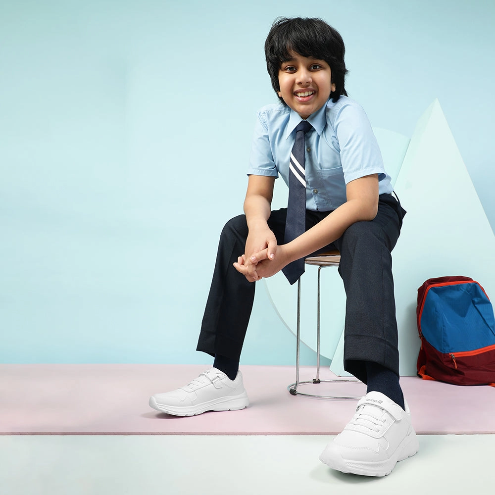 Leap7x White Velcro Uniform School Shoes For Kids SCHLPRO-3 By Liberty