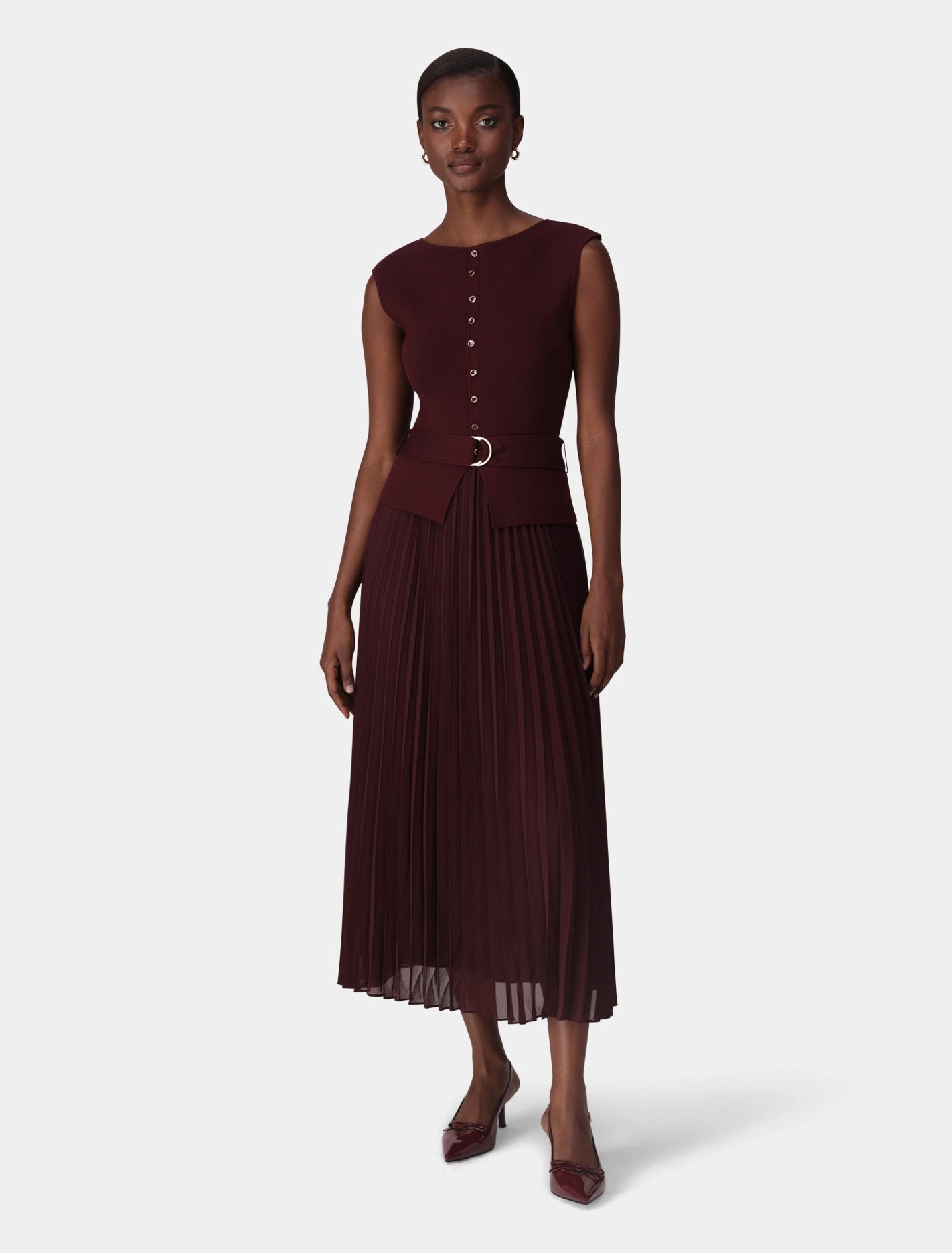 Lelani Pleat Hem Midi Dress