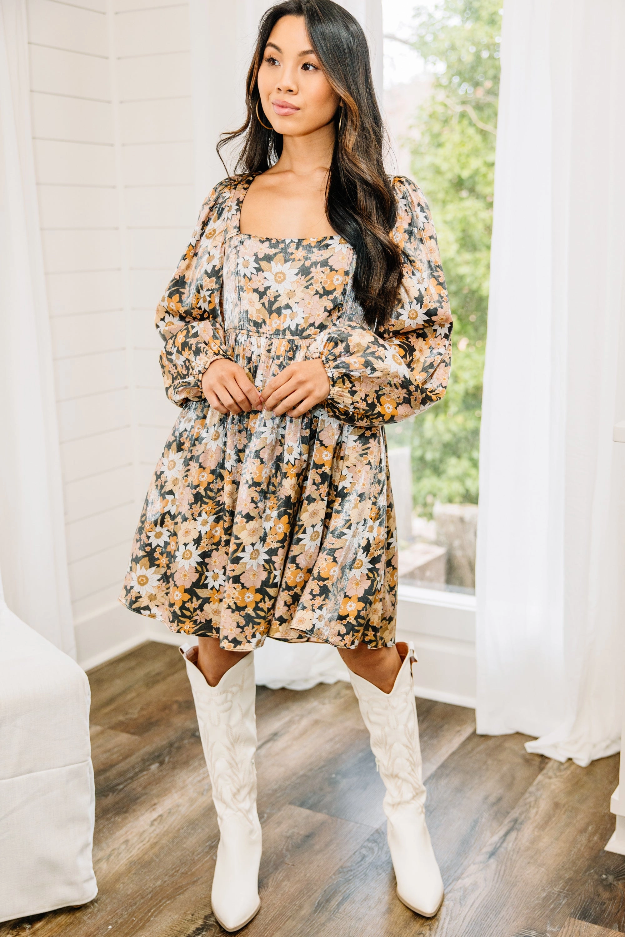 Living My Best Live Black Floral Babydoll Dress