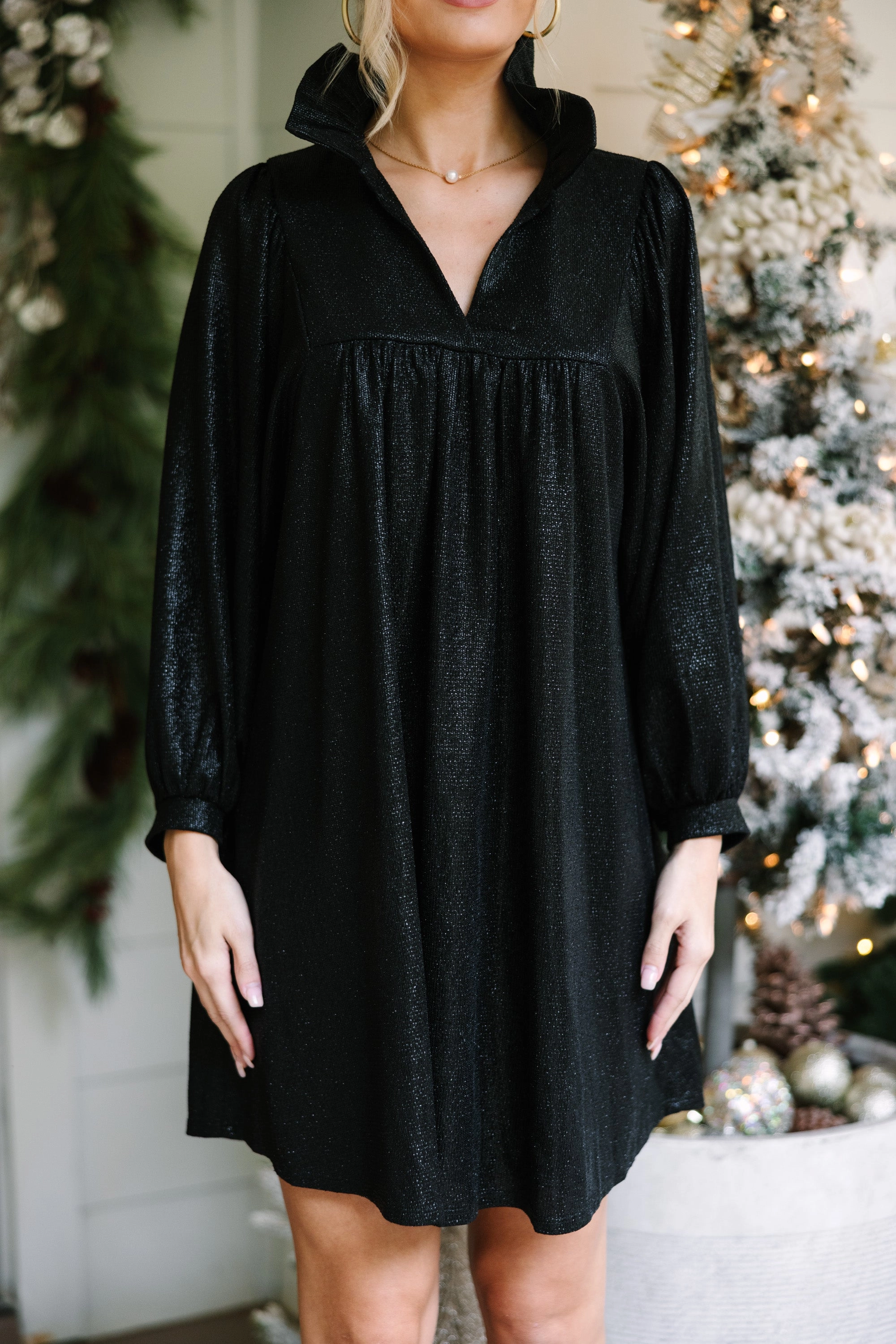 Looking For Fun Black Glitter Dress