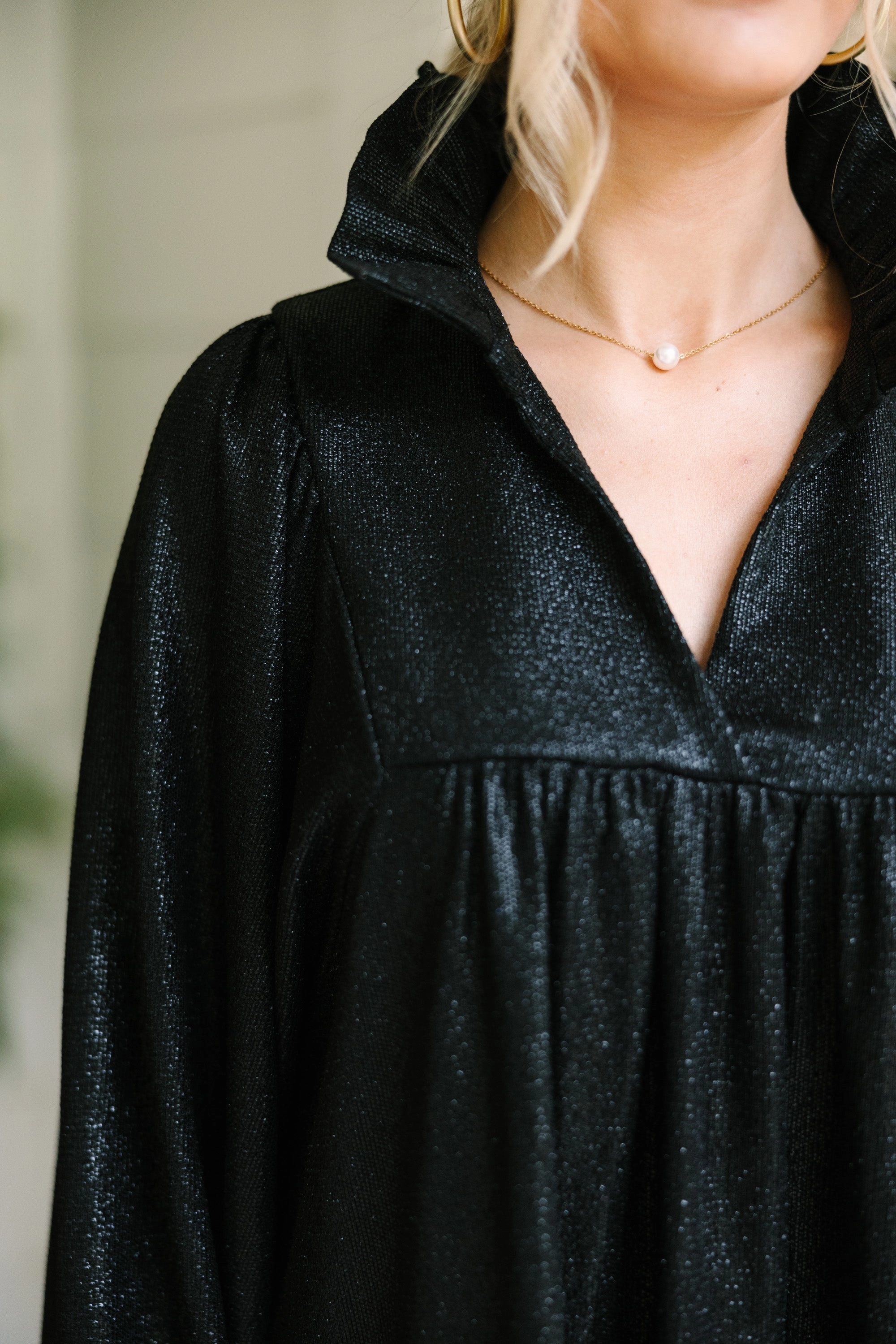 Looking For Fun Black Glitter Dress