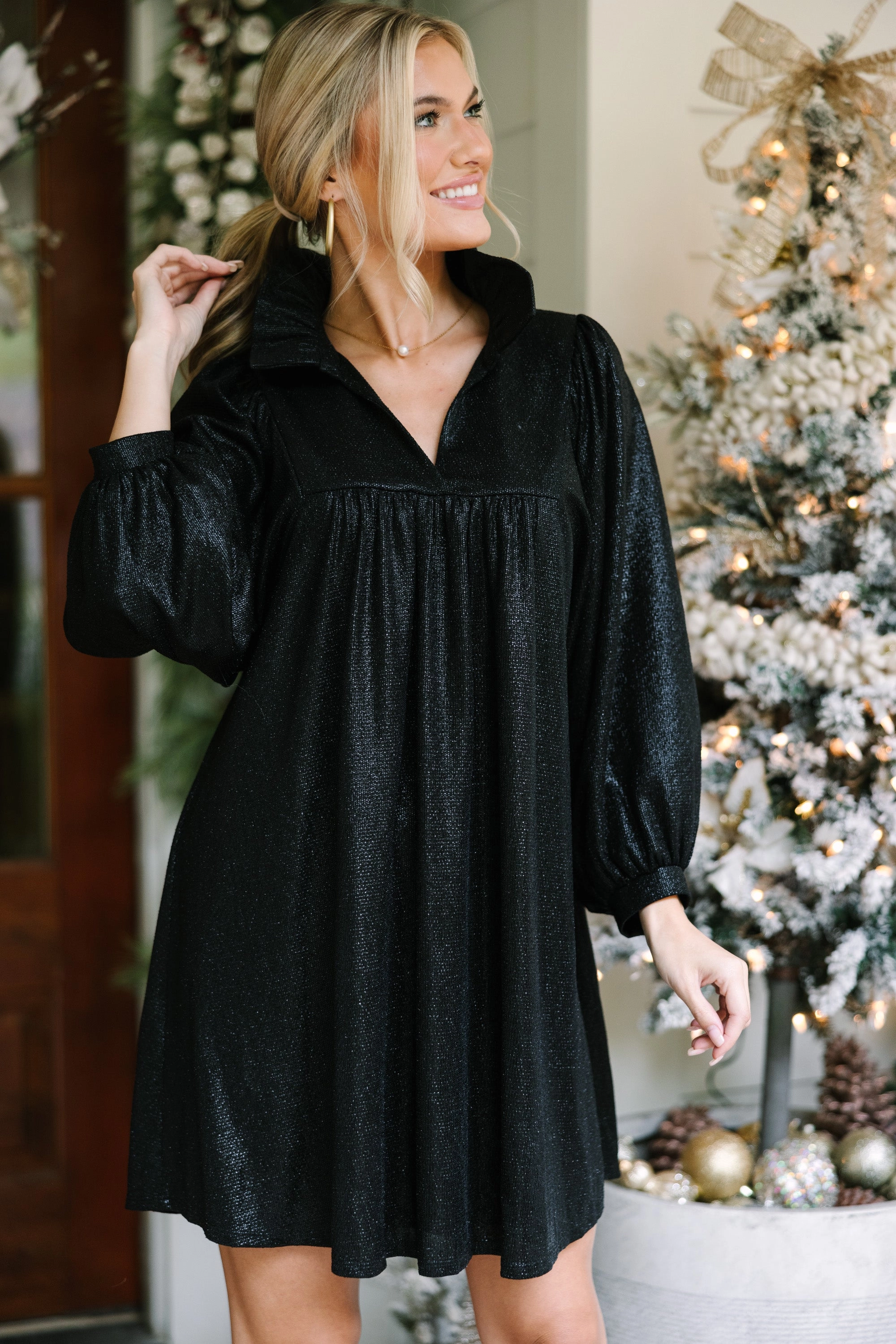 Looking For Fun Black Glitter Dress