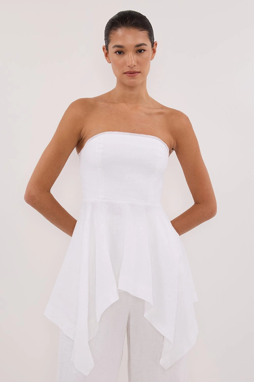 LUNA WHITE LINEN HANDKERCHIEF TOP