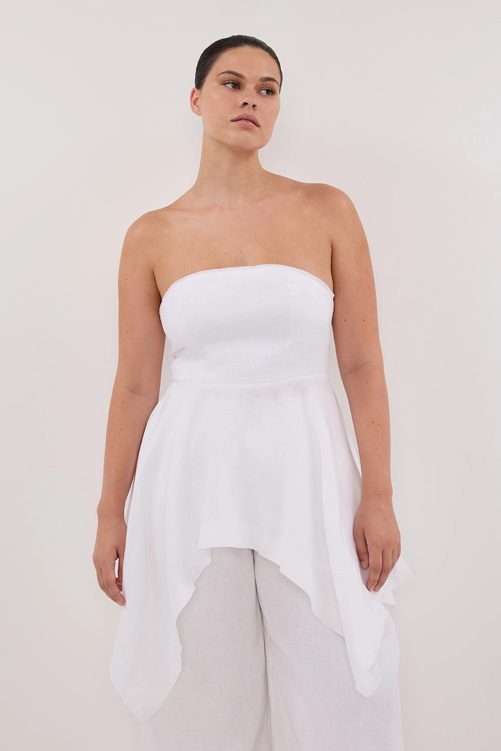 LUNA WHITE LINEN HANDKERCHIEF TOP