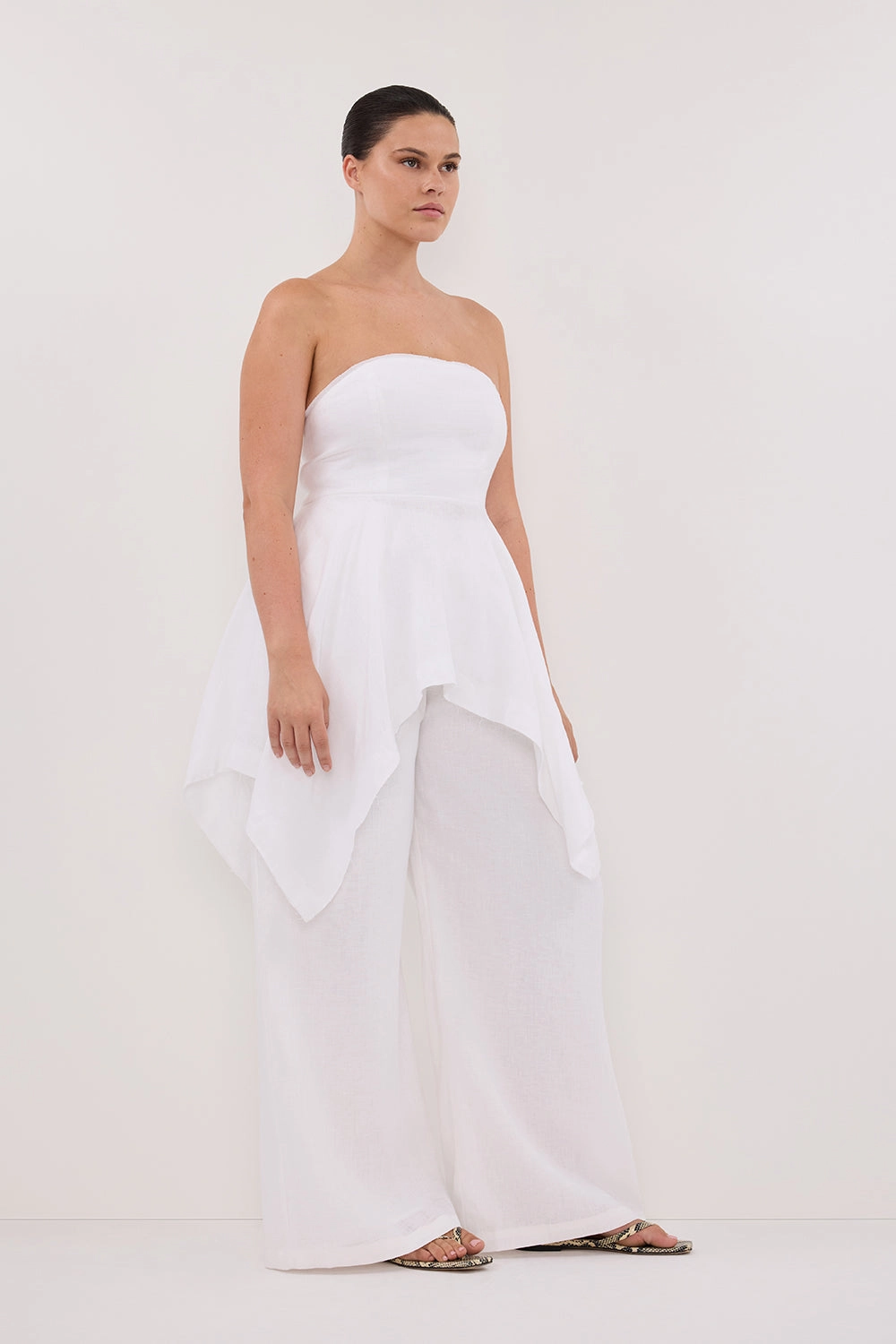 LUNA WHITE LINEN HANDKERCHIEF TOP