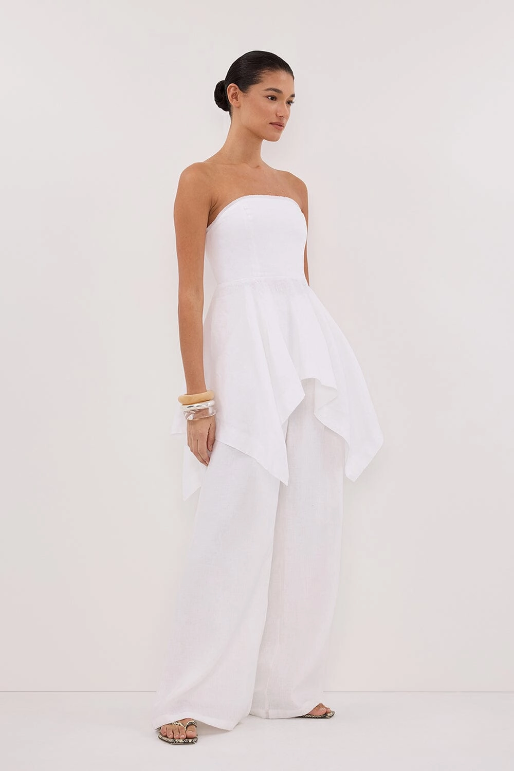 LUNA WHITE LINEN HANDKERCHIEF TOP