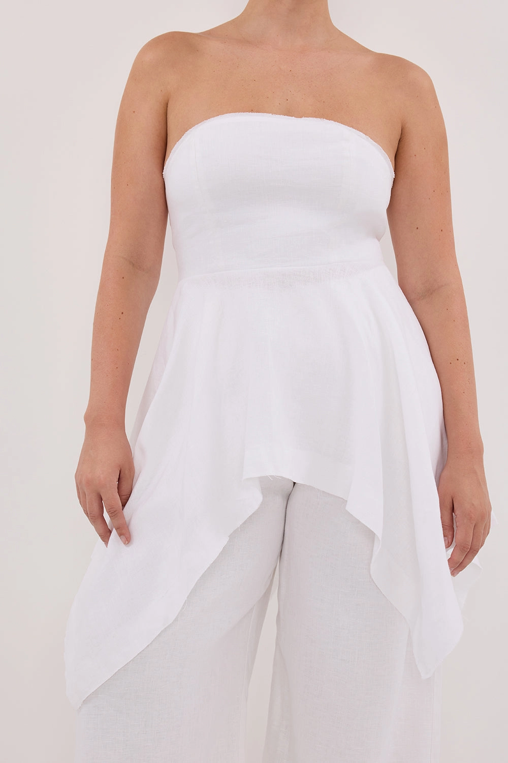 LUNA WHITE LINEN HANDKERCHIEF TOP