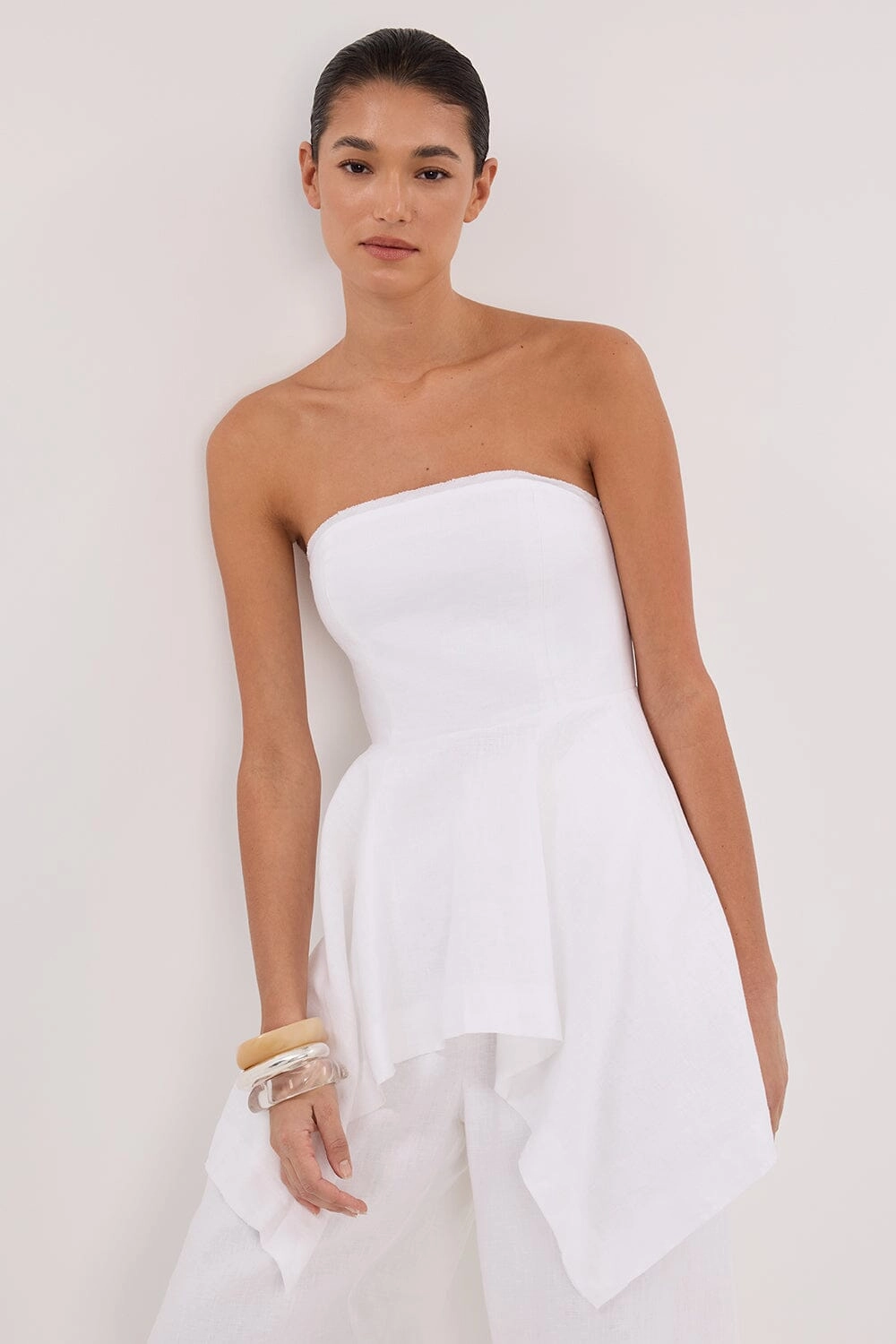 LUNA WHITE LINEN HANDKERCHIEF TOP