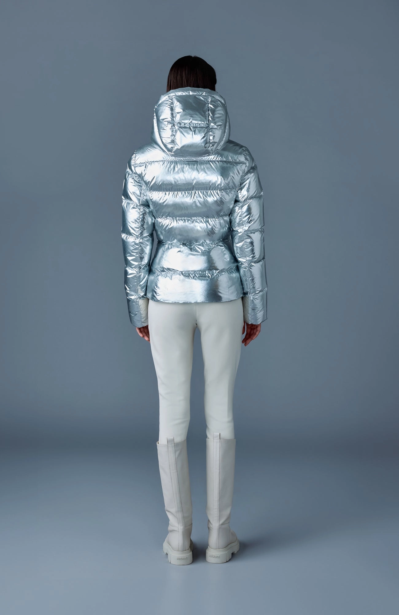 MADALYN-M Metallic laminate down jacket Silver
