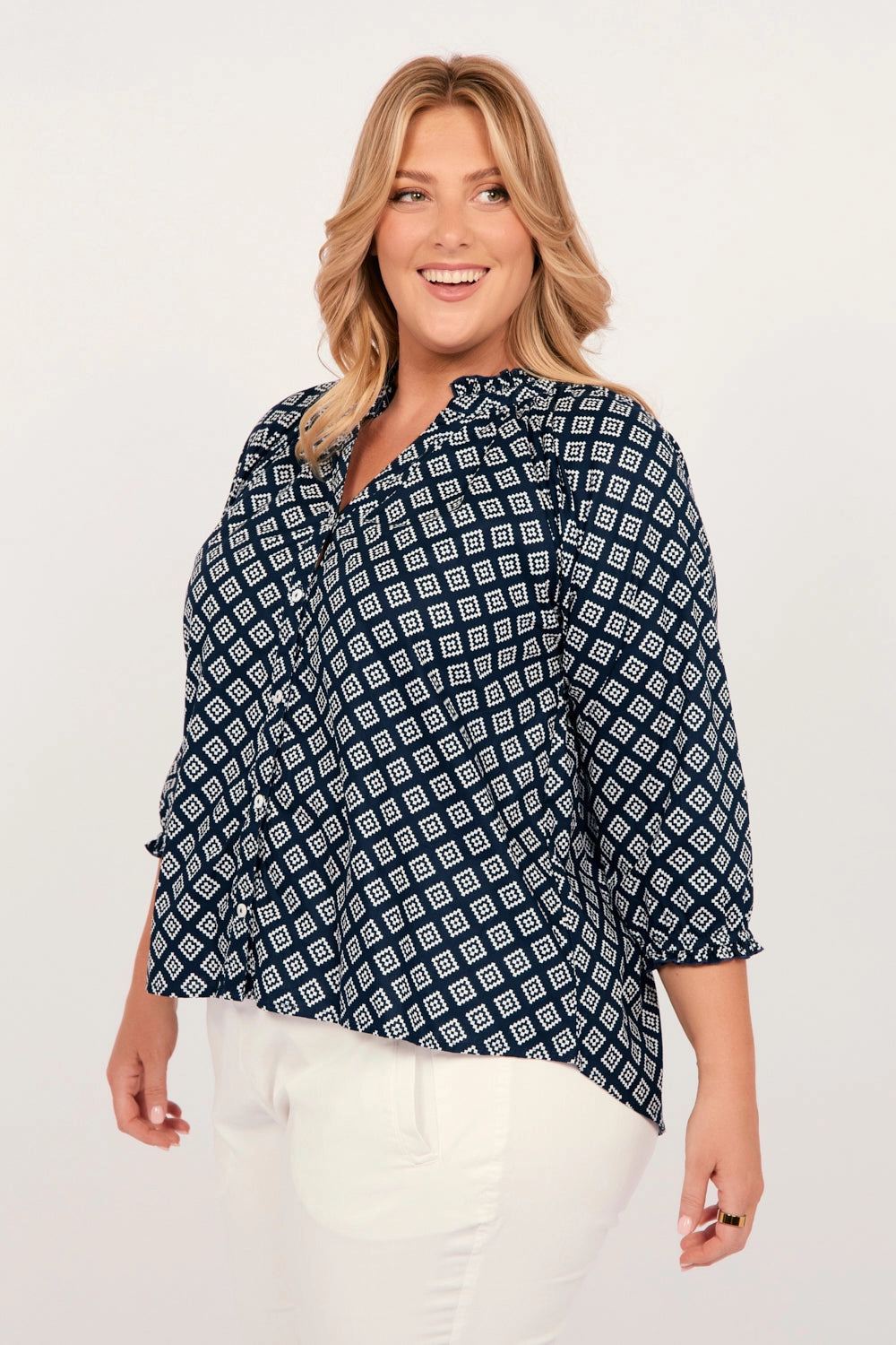 Maeve Shift Top in Navy Iris