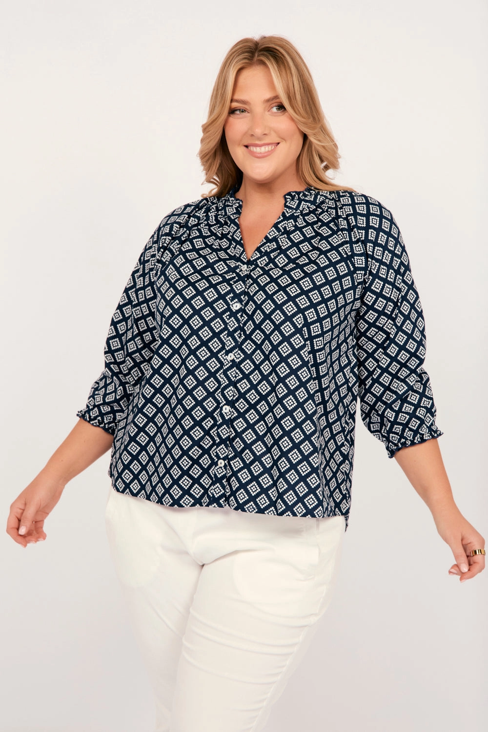 Maeve Shift Top in Navy Iris