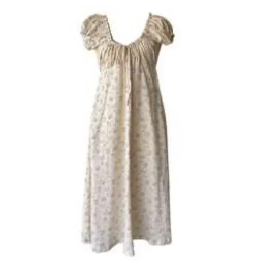 Marley 100% Cotton Midi Dress in Ivory/Blue Floral -Bump Friendly