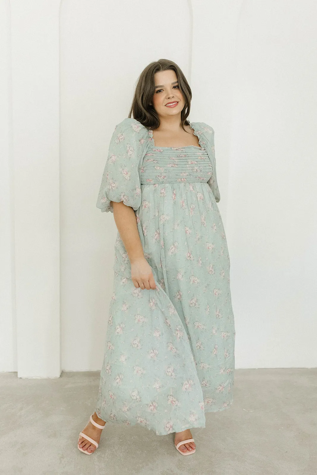 Melody Maxi Dress in Turquoise Floral - Bump Friendly & Inclusive Sizing (S-3XL)