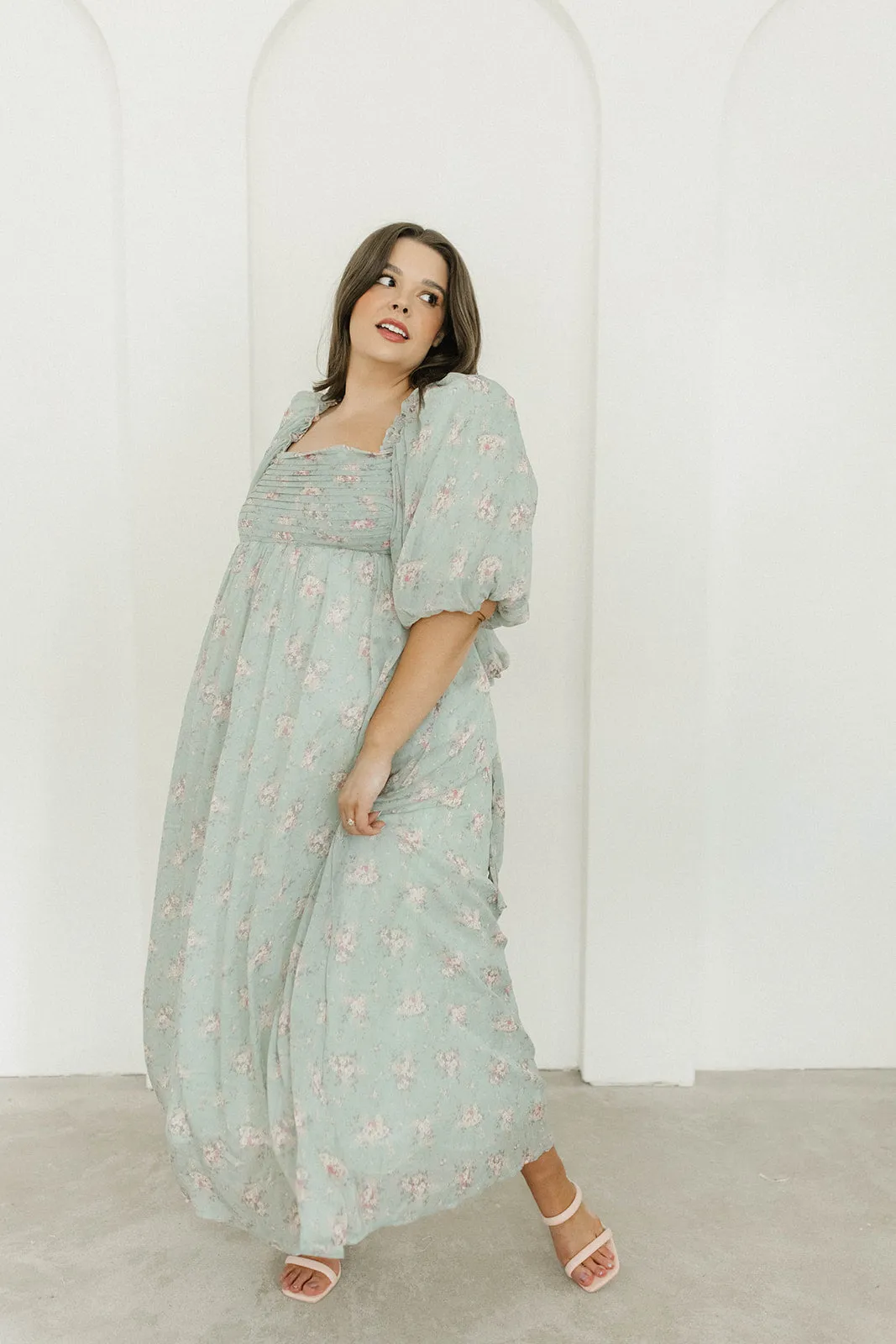 Melody Maxi Dress in Turquoise Floral - Bump Friendly & Inclusive Sizing (S-3XL)