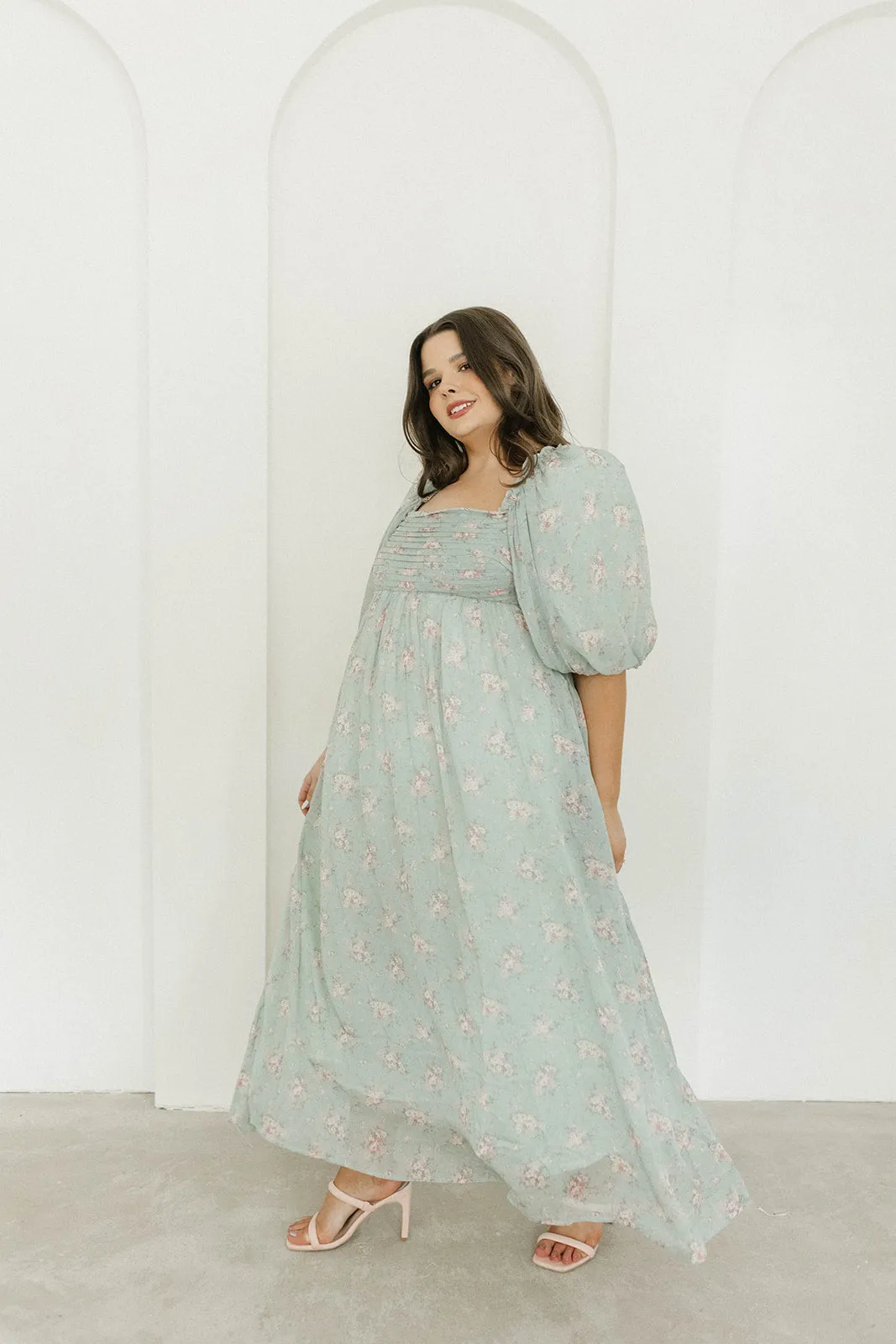 Melody Maxi Dress in Turquoise Floral - Bump Friendly & Inclusive Sizing (S-3XL)