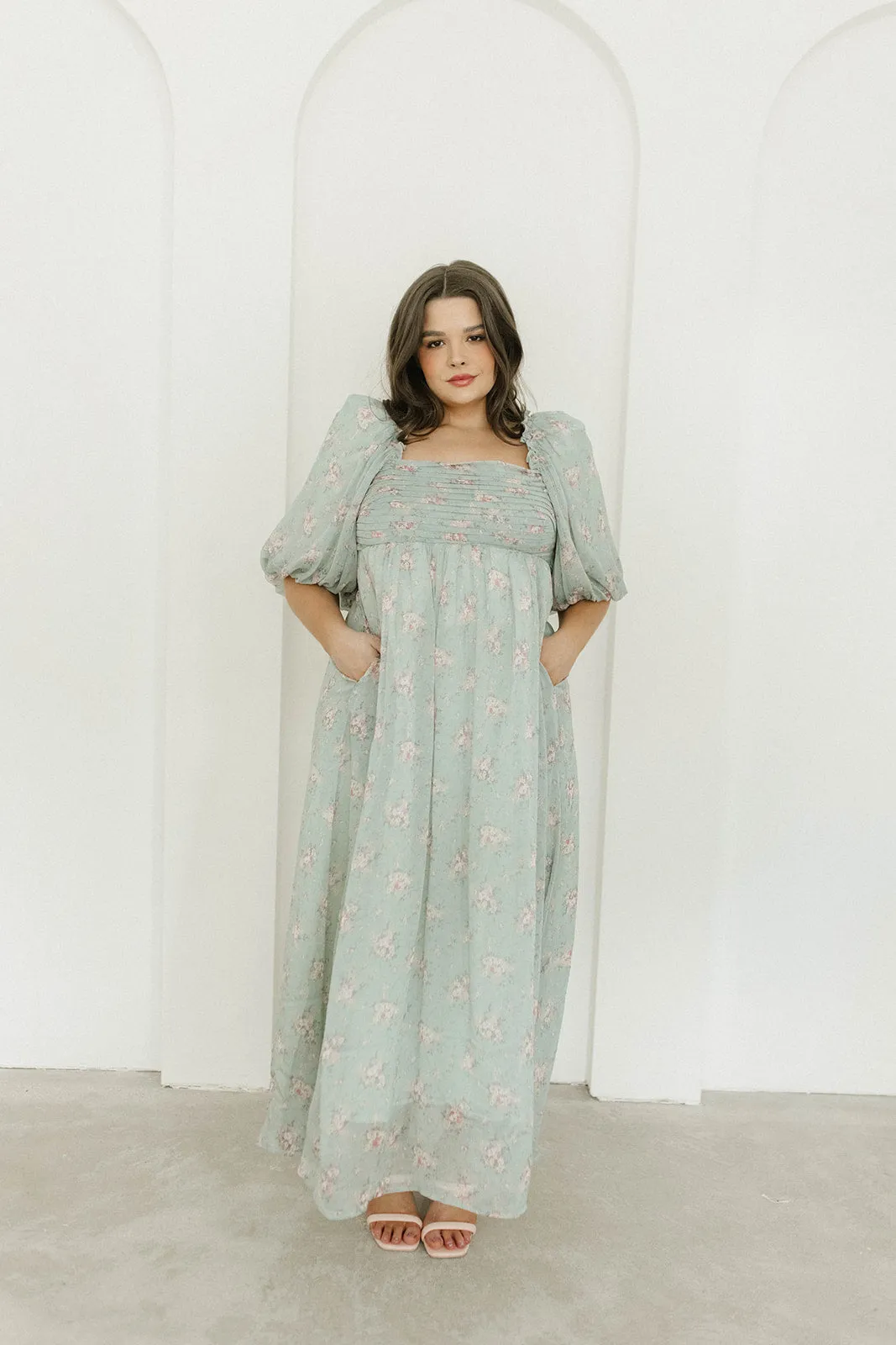 Melody Maxi Dress in Turquoise Floral - Bump Friendly & Inclusive Sizing (S-3XL)