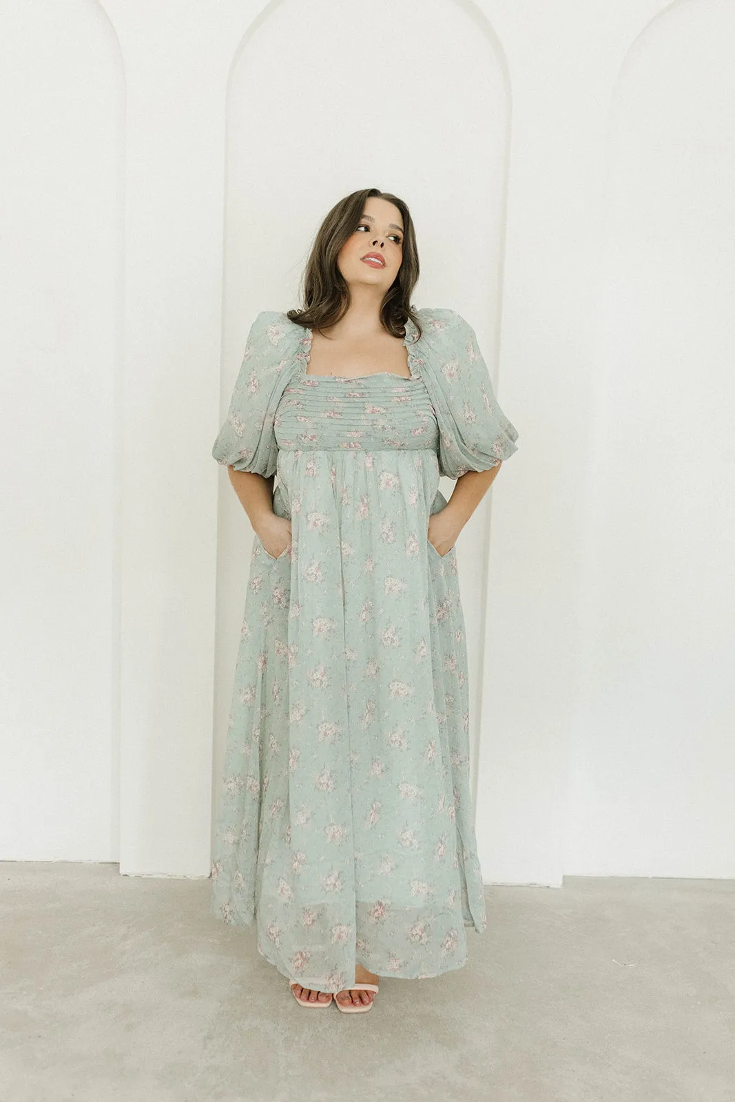 Melody Maxi Dress in Turquoise Floral - Bump Friendly & Inclusive Sizing (S-3XL)