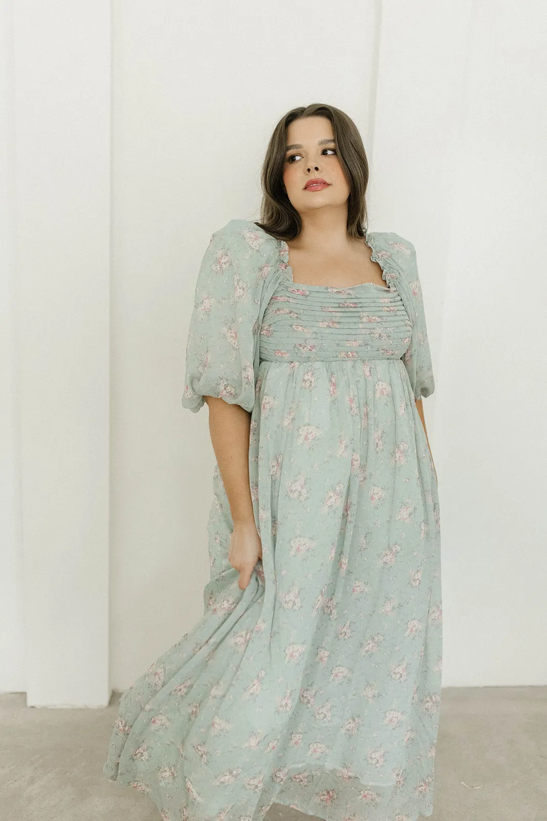Melody Maxi Dress in Turquoise Floral - Bump Friendly & Inclusive Sizing (S-3XL)
