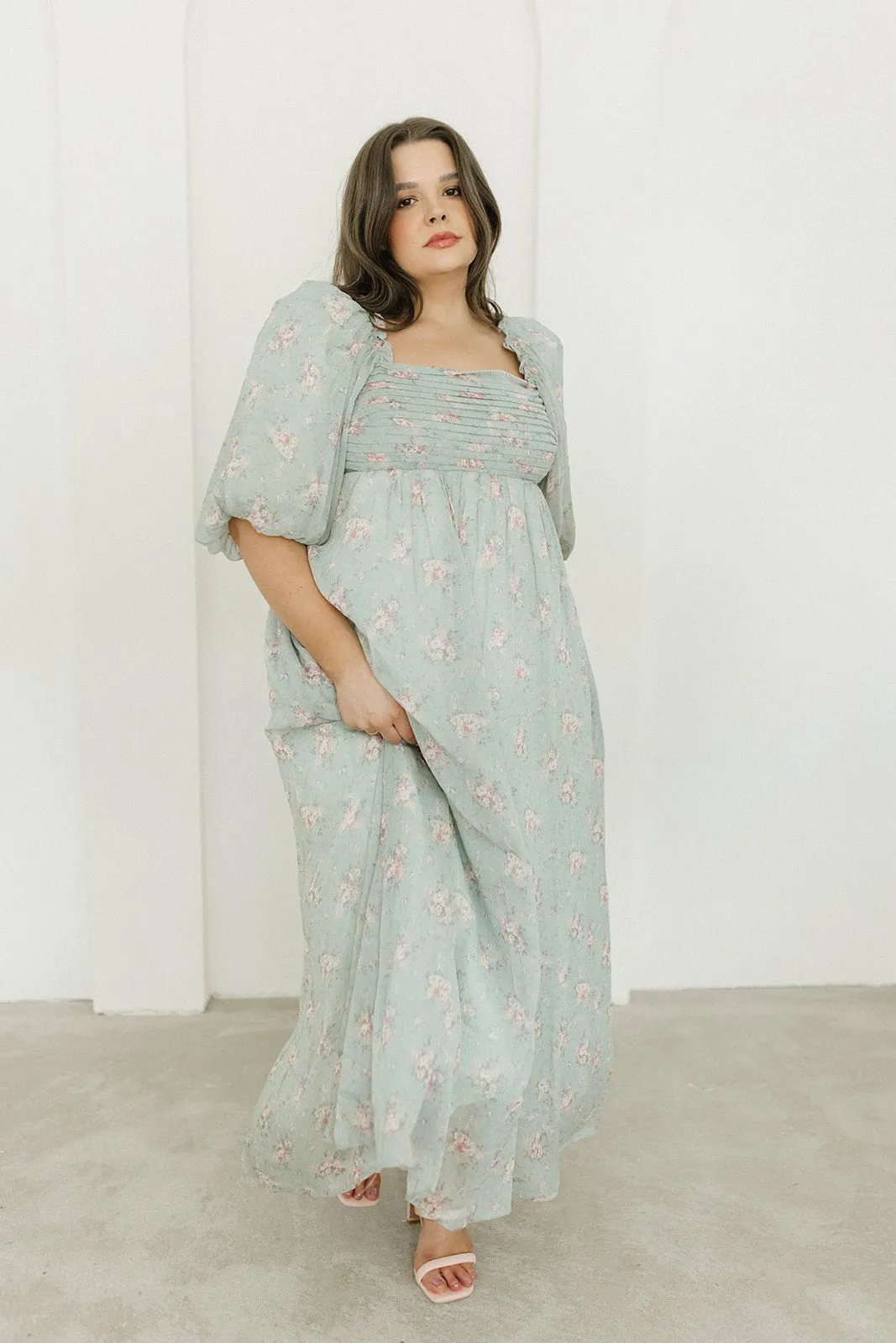 Melody Maxi Dress in Turquoise Floral - Bump Friendly & Inclusive Sizing (S-3XL)